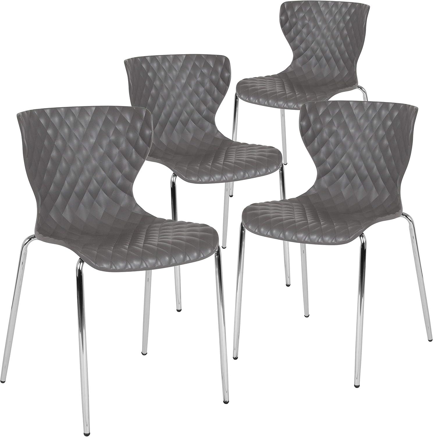 imageFlash Furniture Lowell Contemporary Design Citrus Green Plastic Stack ChairGrey