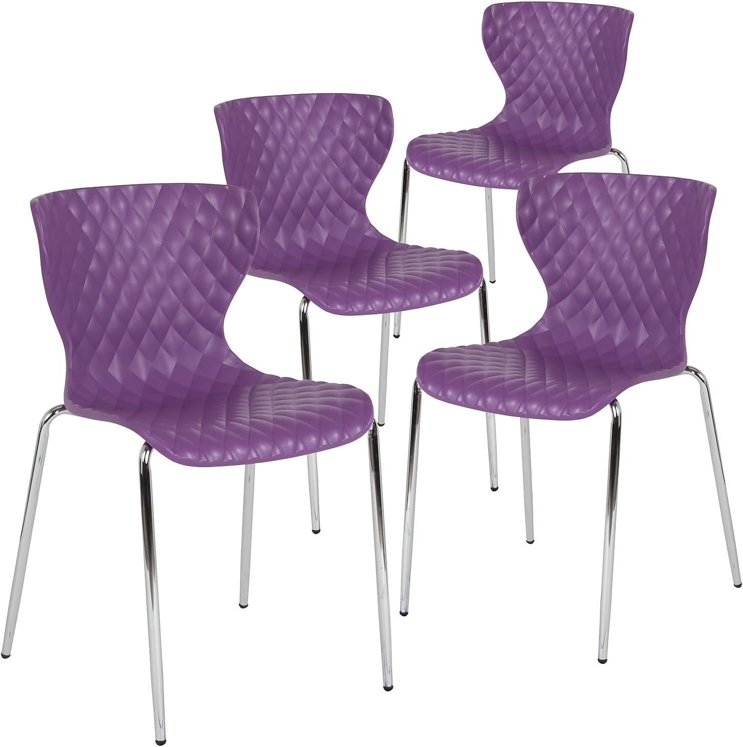 imageFlash Furniture Lowell Contemporary Design Citrus Green Plastic Stack ChairPurple
