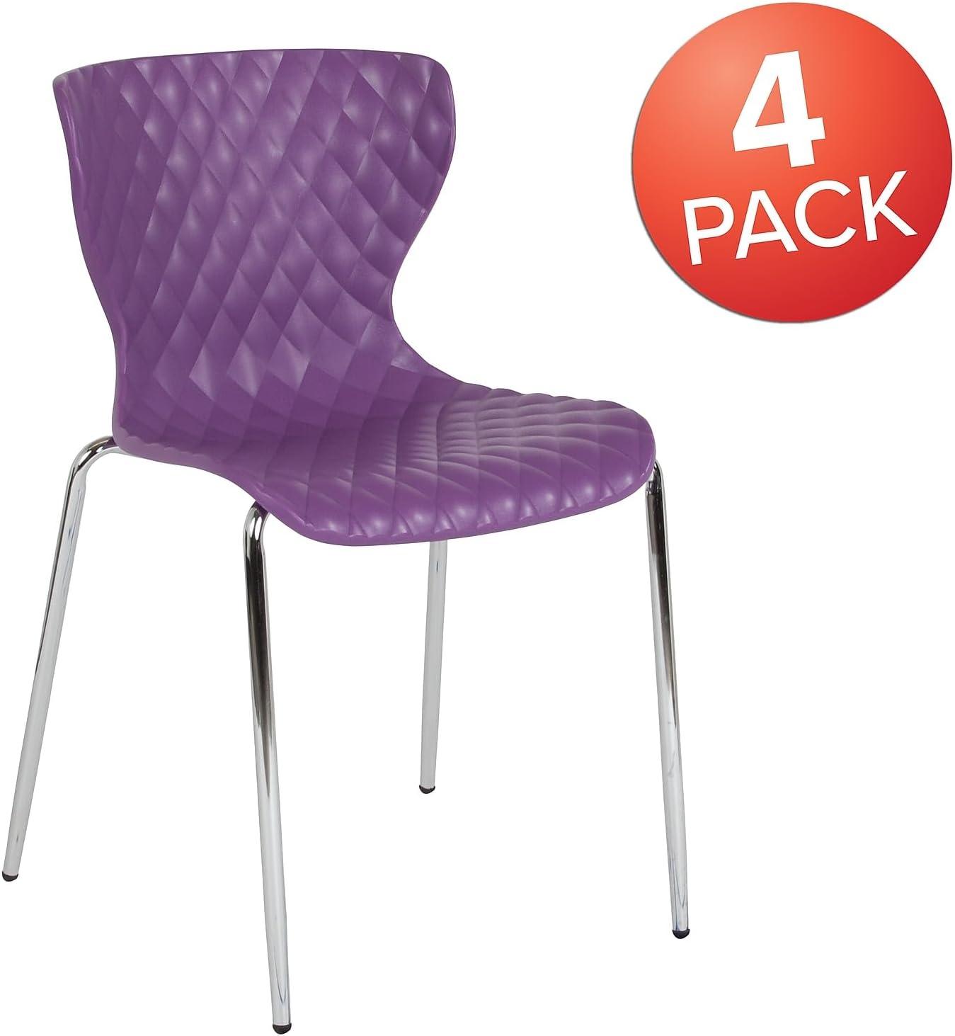 imageFlash Furniture Lowell Contemporary Design Citrus Green Plastic Stack ChairPurple