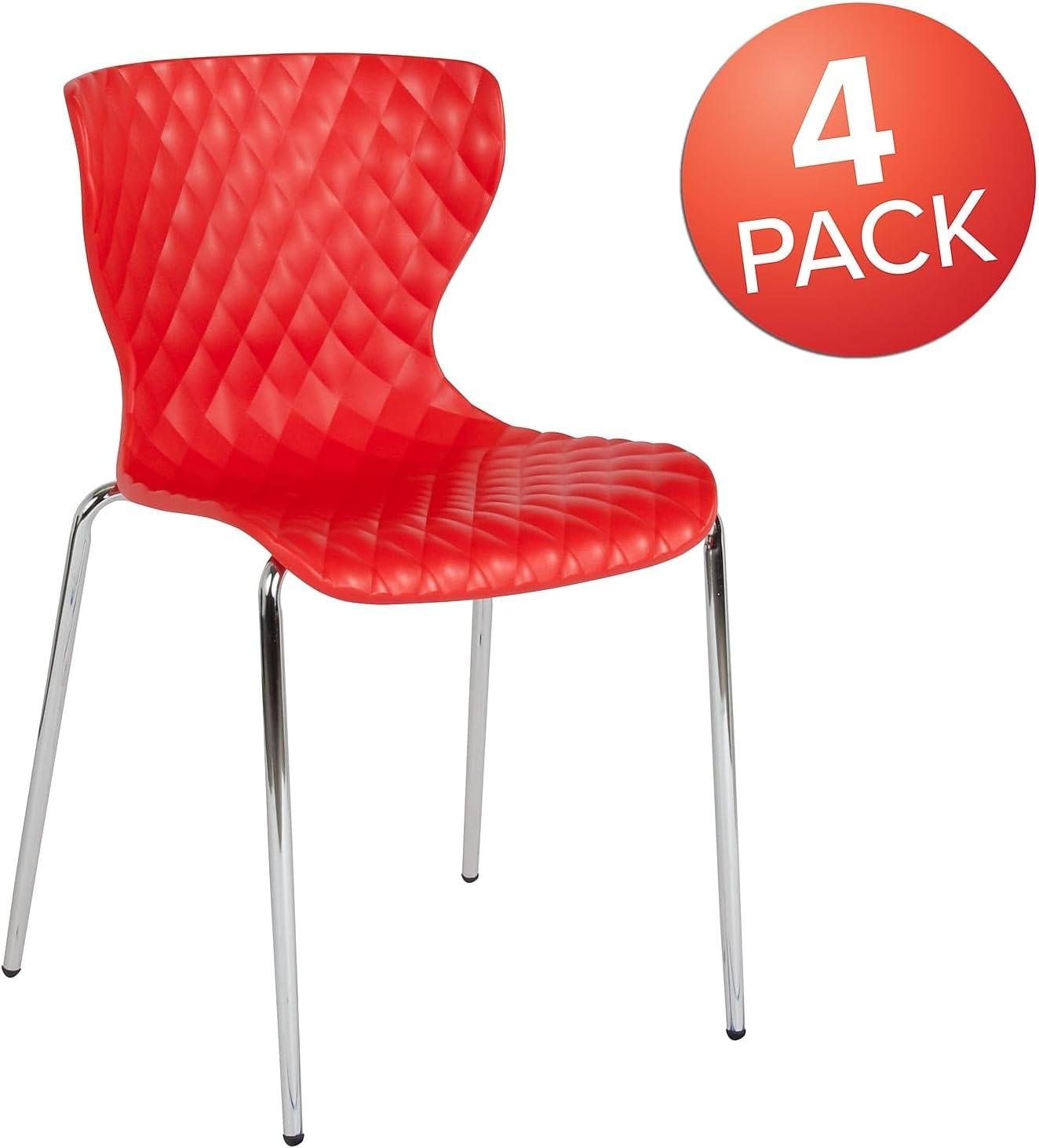 imageFlash Furniture Lowell Contemporary Design Citrus Green Plastic Stack ChairRed