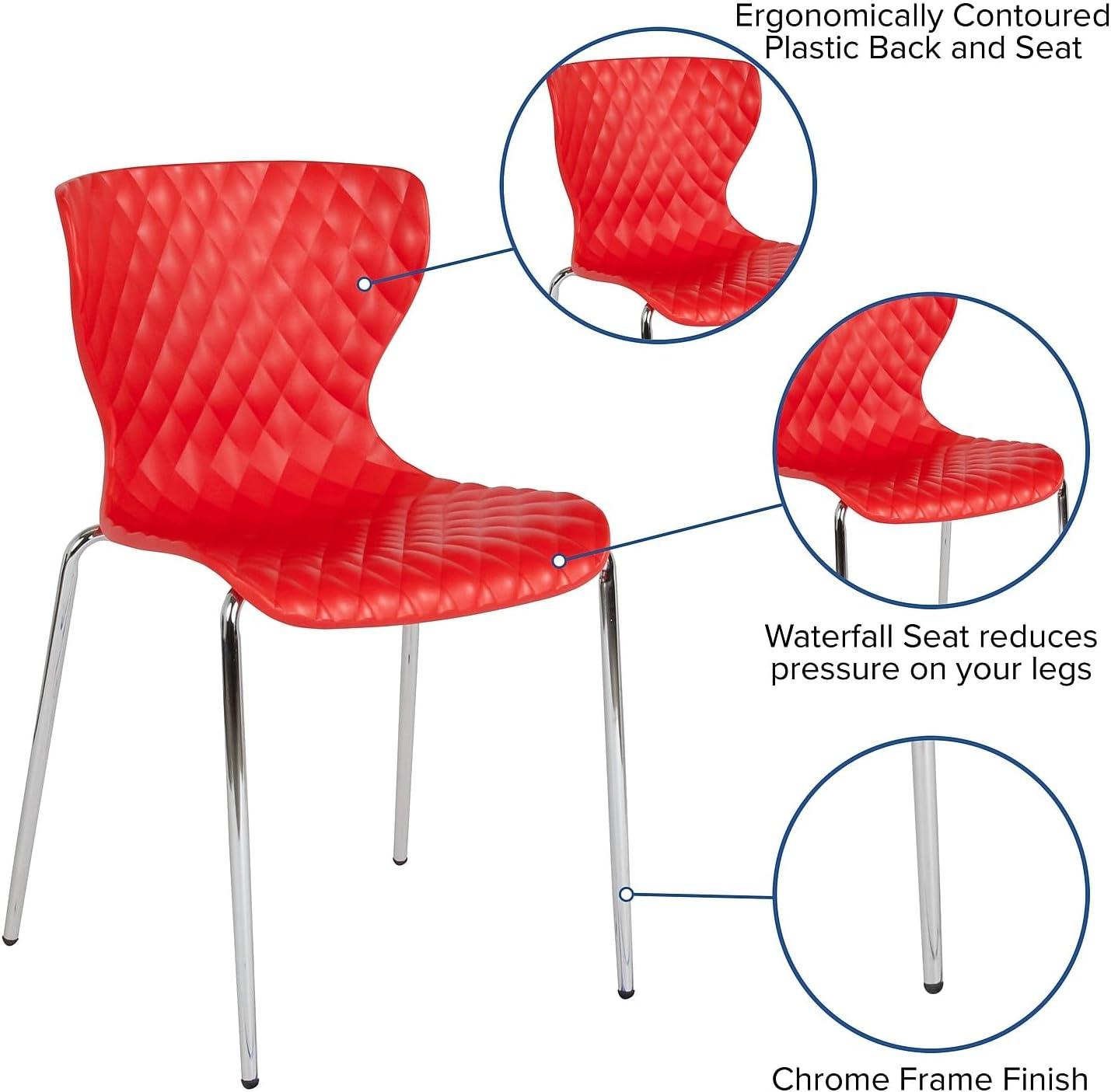 imageFlash Furniture Lowell Contemporary Design Citrus Green Plastic Stack ChairRed