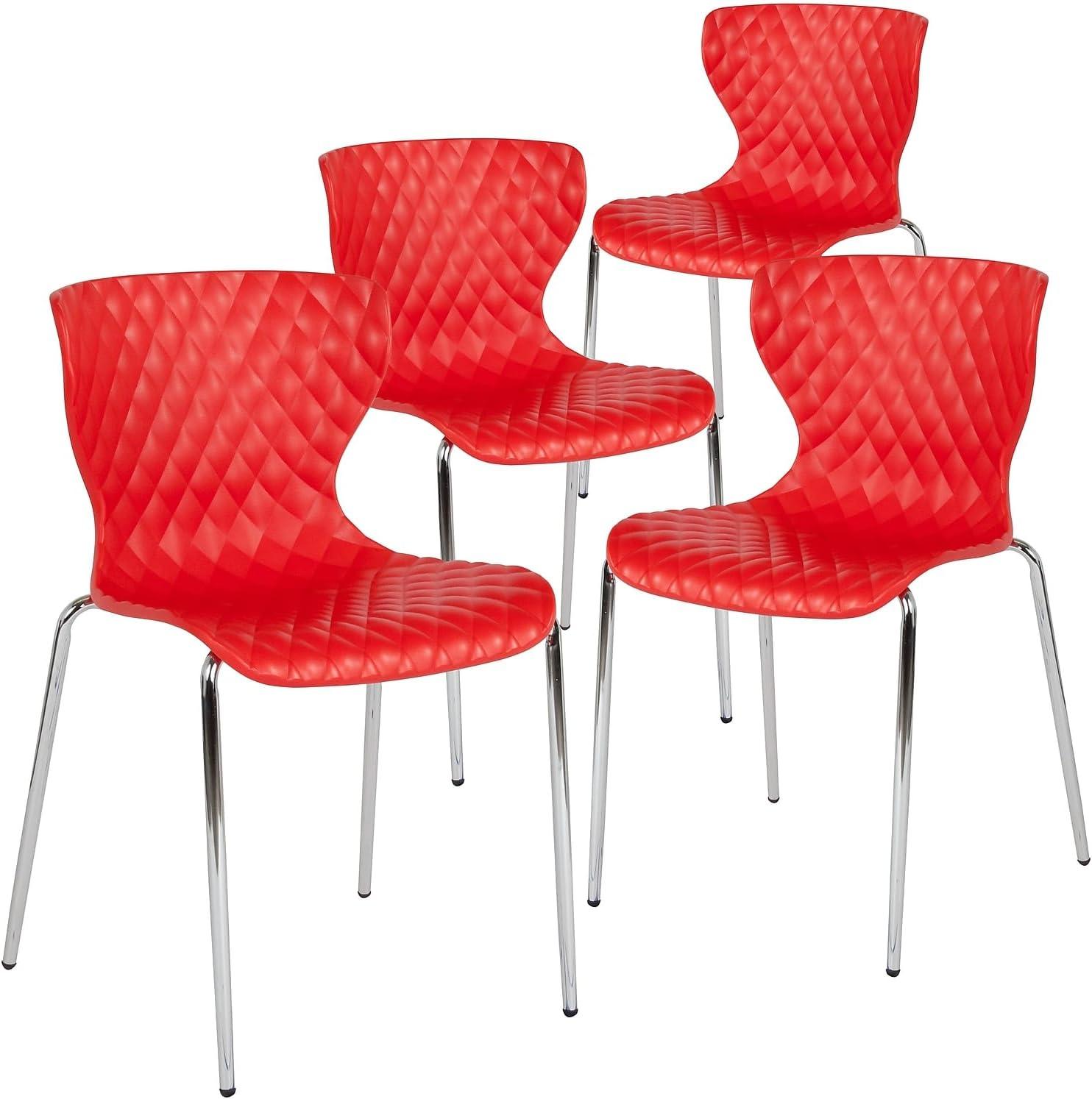 imageFlash Furniture Lowell Contemporary Design Citrus Green Plastic Stack ChairRed