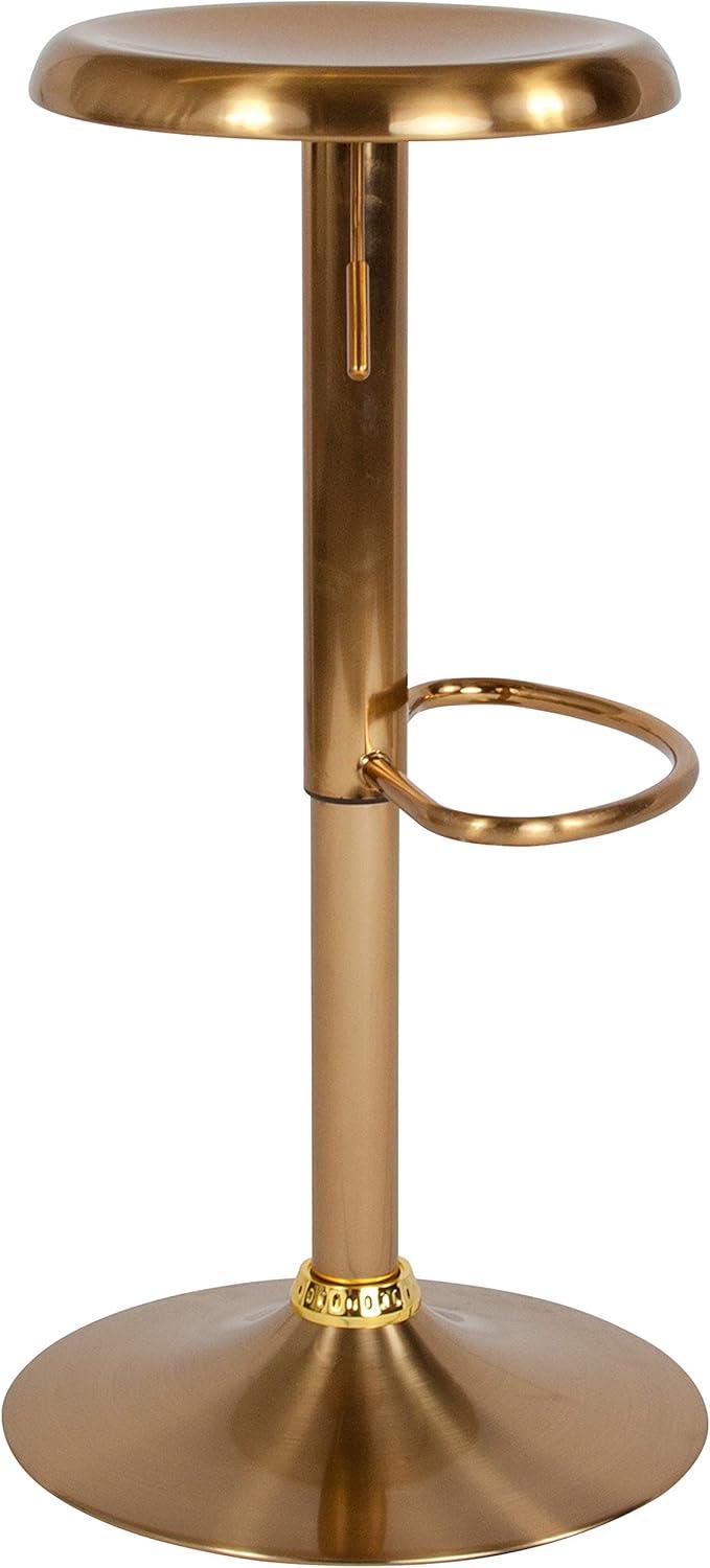 imageFlash Furniture Madrid Series Adjustable Height Retro Metal Barstool with Footrest Backless Adjustable Bar or Counter Height Swivel Stool GoldGold