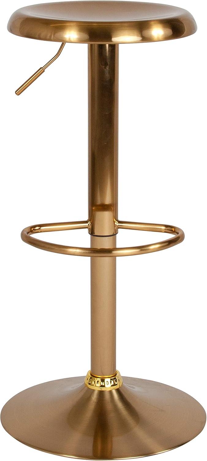 imageFlash Furniture Madrid Series Adjustable Height Retro Metal Barstool with Footrest Backless Adjustable Bar or Counter Height Swivel Stool GoldGold