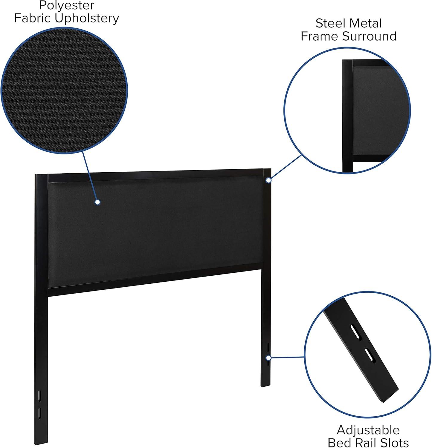 imageFlash Furniture Melbourne Metal Upholstered Full Size Headboard in Black FabricBlack