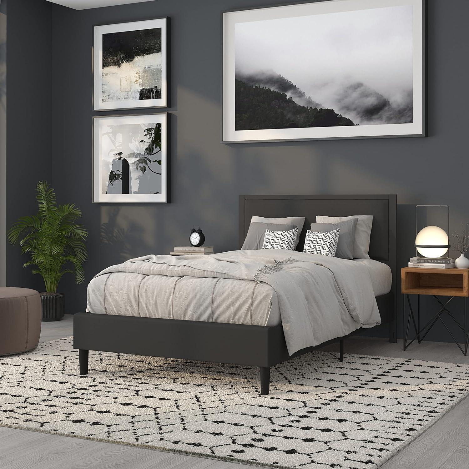 imageFlash Furniture Melbourne Metal Upholstered Full Size Headboard in Black FabricBlack