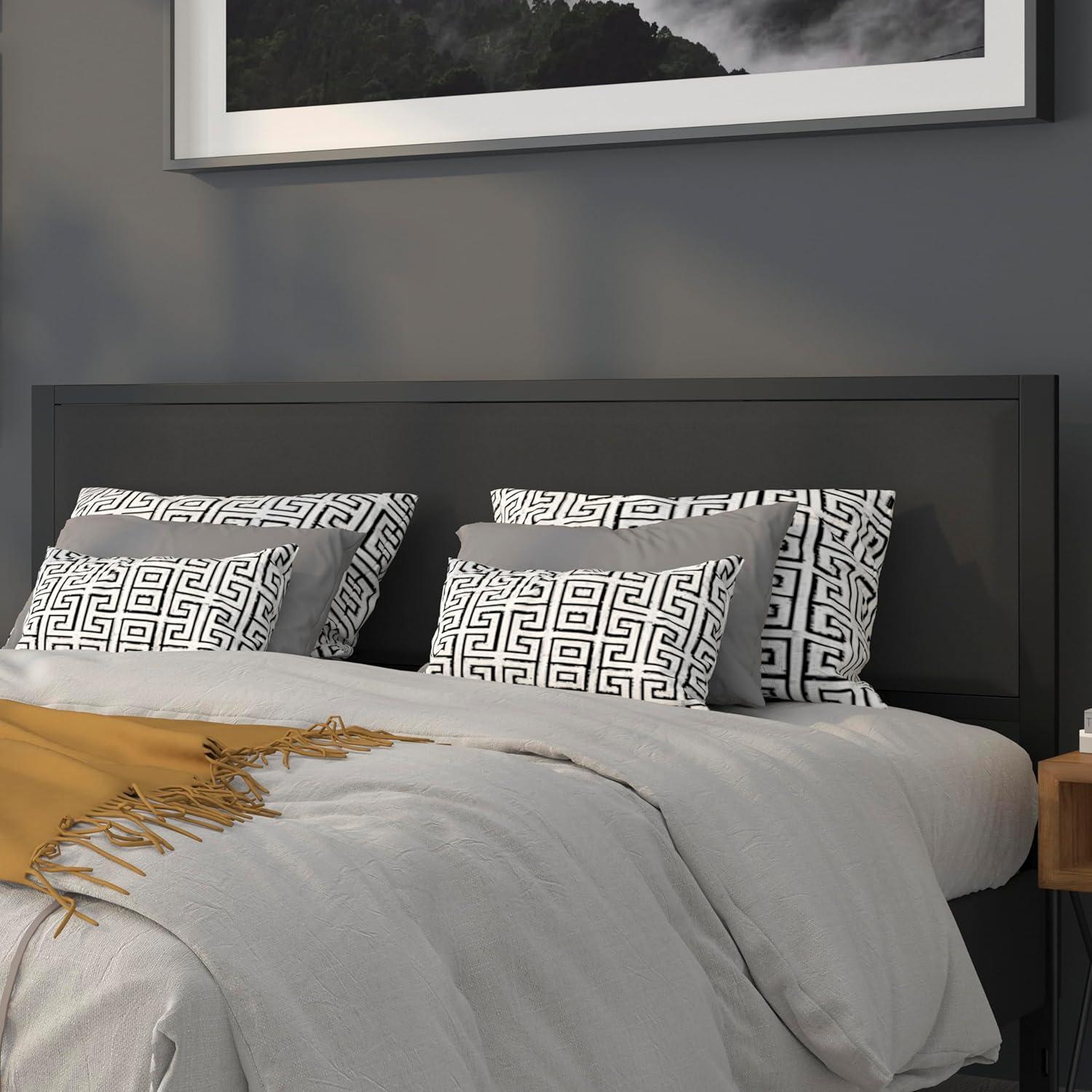 imageFlash Furniture Melbourne Metal Upholstered Full Size Headboard in Black FabricBlack