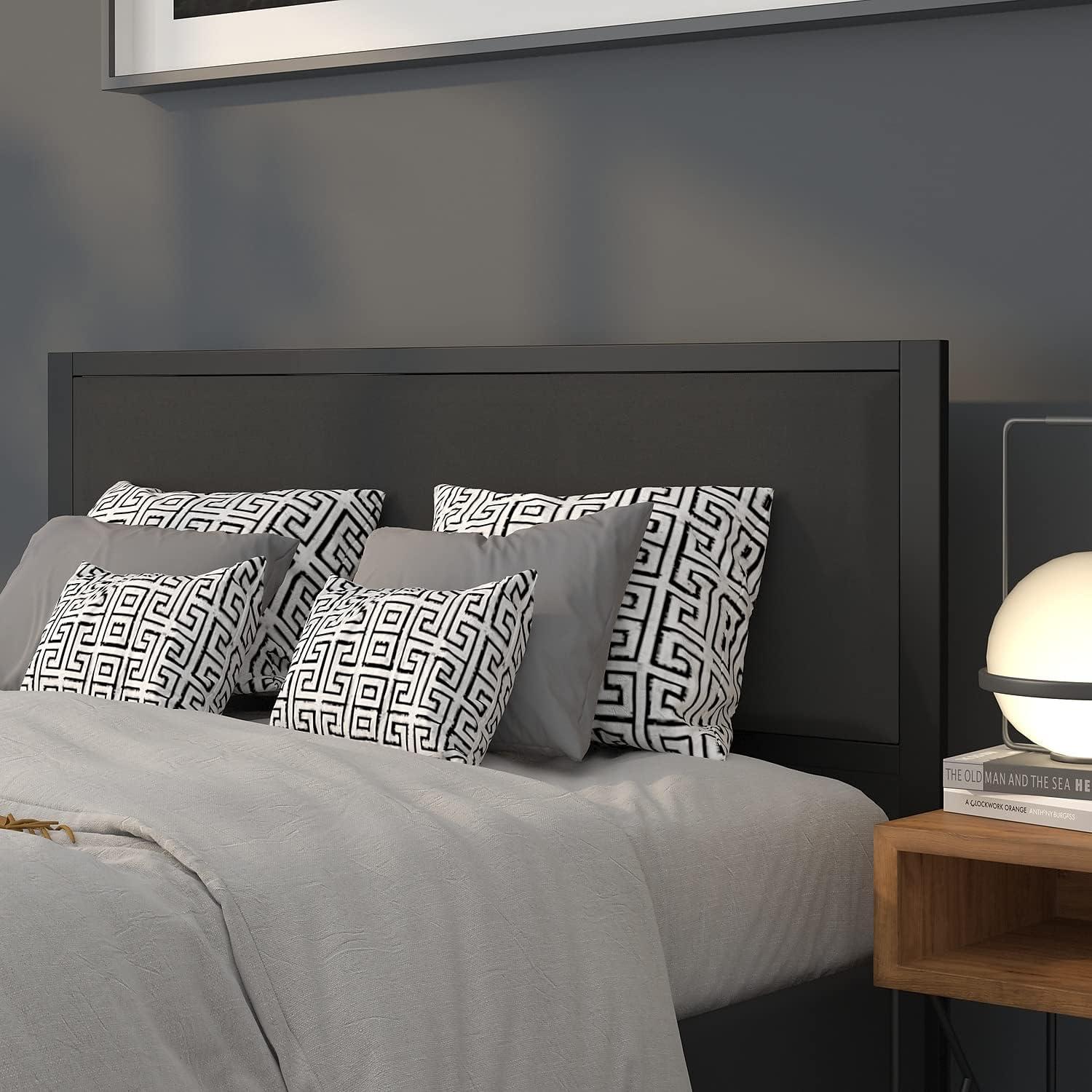 imageFlash Furniture Melbourne Metal Upholstered Queen Size Headboard in Black Fabric