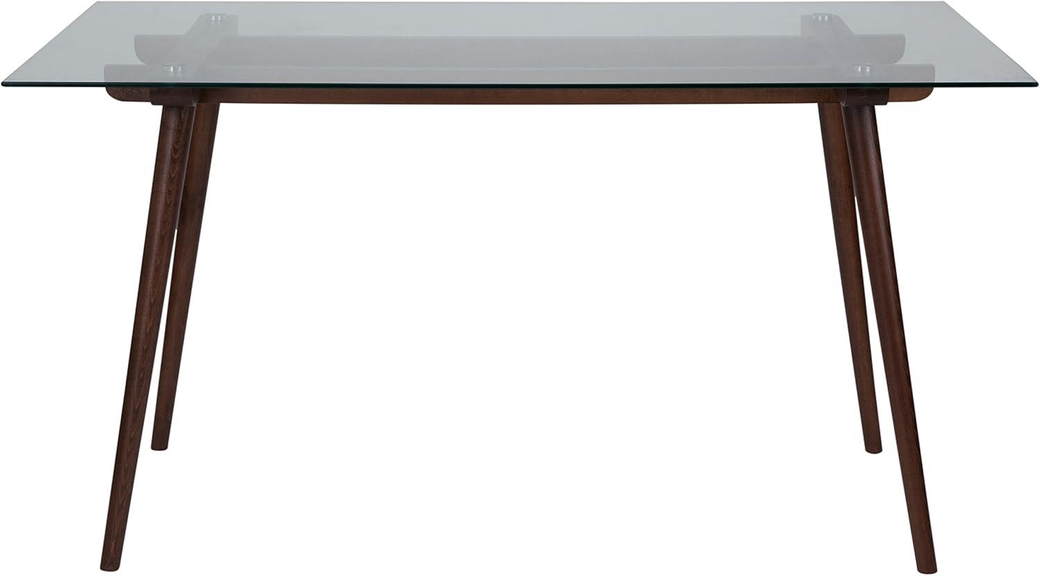 imageFlash Furniture Meriden 315quot x 55quot Rectangular Solid Walnut Wood Table with Clear Glass TopClear TopWalnut Frame