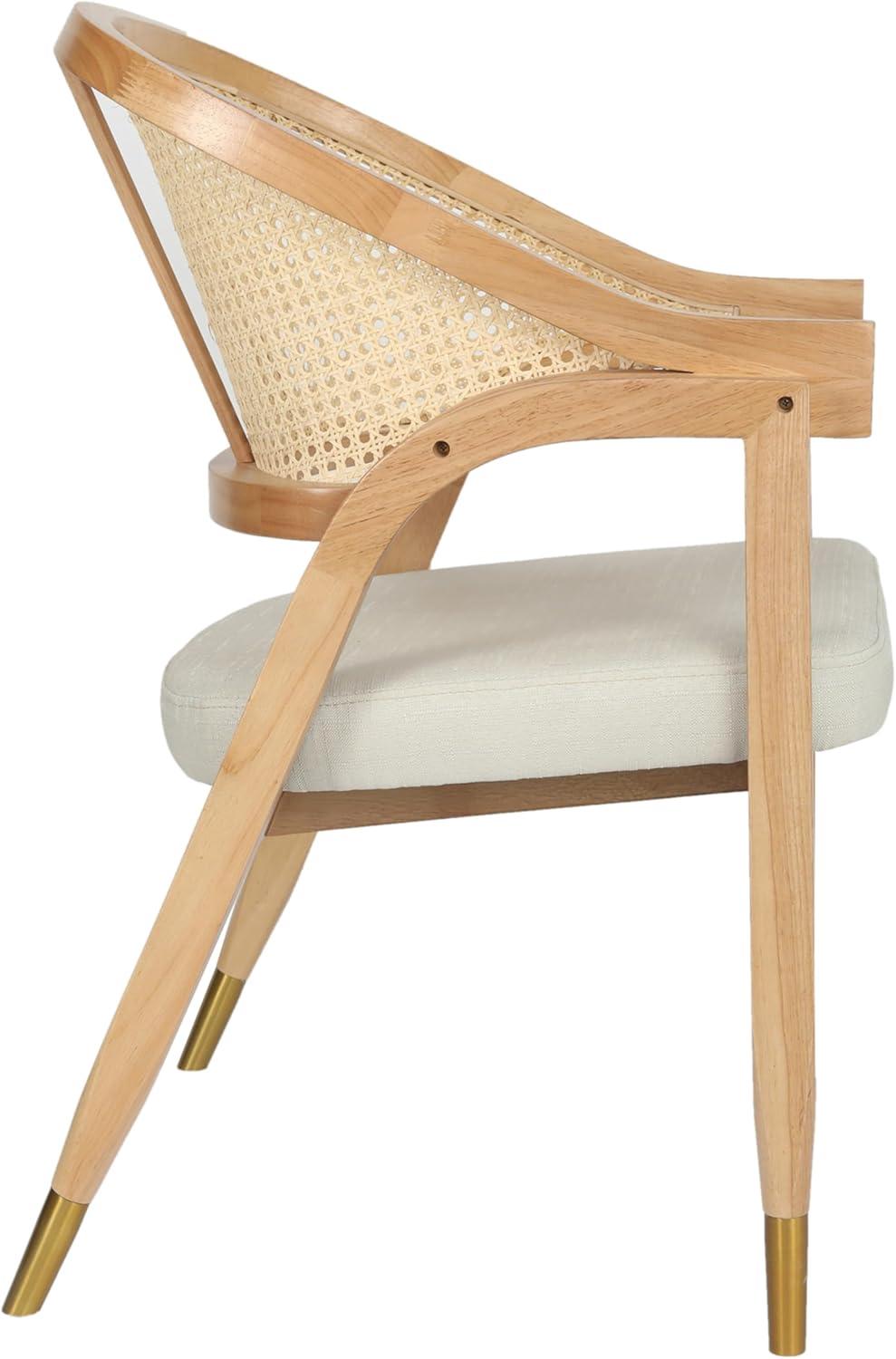 imageFlash Furniture Naomi Cane Rattan Dining and Accent Chair Commercial Grade Solid Wood Frame with Gold Accent Legs Beige Upholstered Padded Seat NaturalBlackNatural
