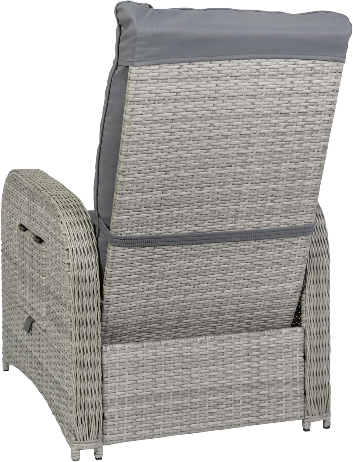 imageFlash Furniture Nemo IndoorOutdoor Patio Wicker Rattan Recliner Lounge Chair with FlipUp Side Table BeigeBrownGray CushionsGray Frame