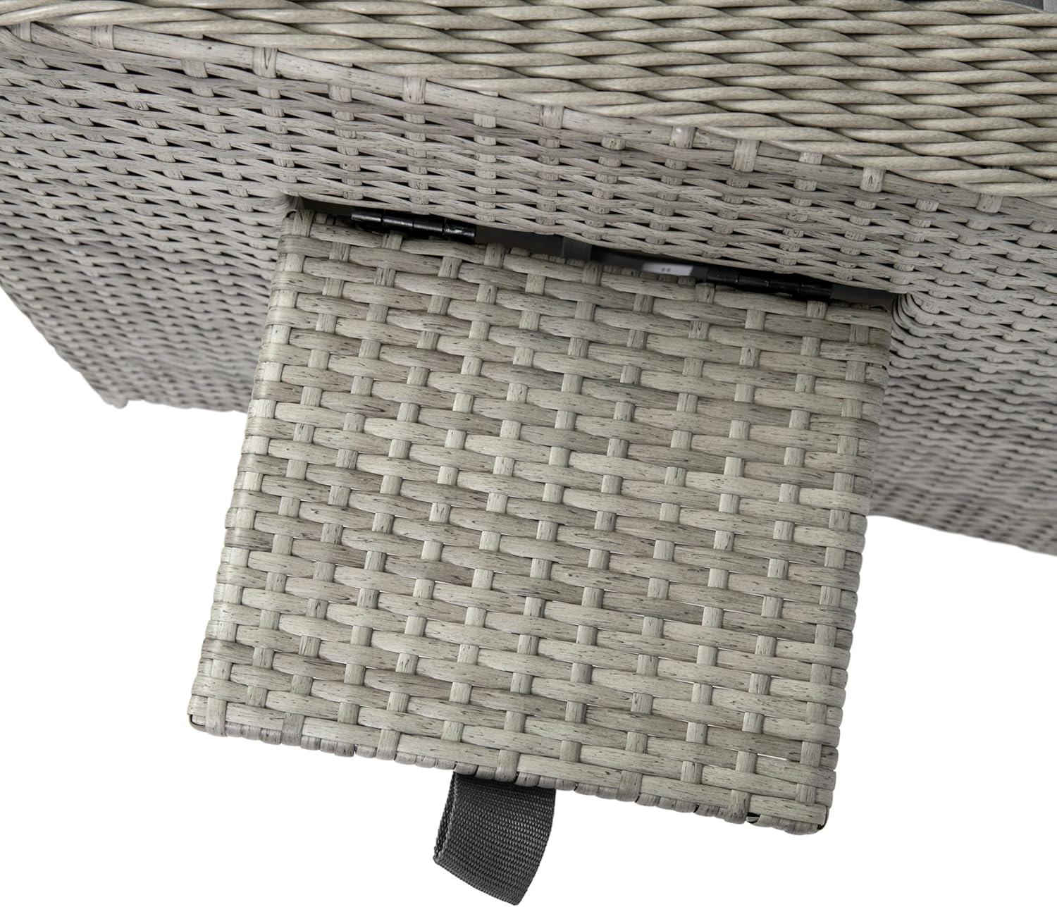 imageFlash Furniture Nemo IndoorOutdoor Patio Wicker Rattan Recliner Lounge Chair with FlipUp Side Table BeigeBrownGray CushionsGray Frame