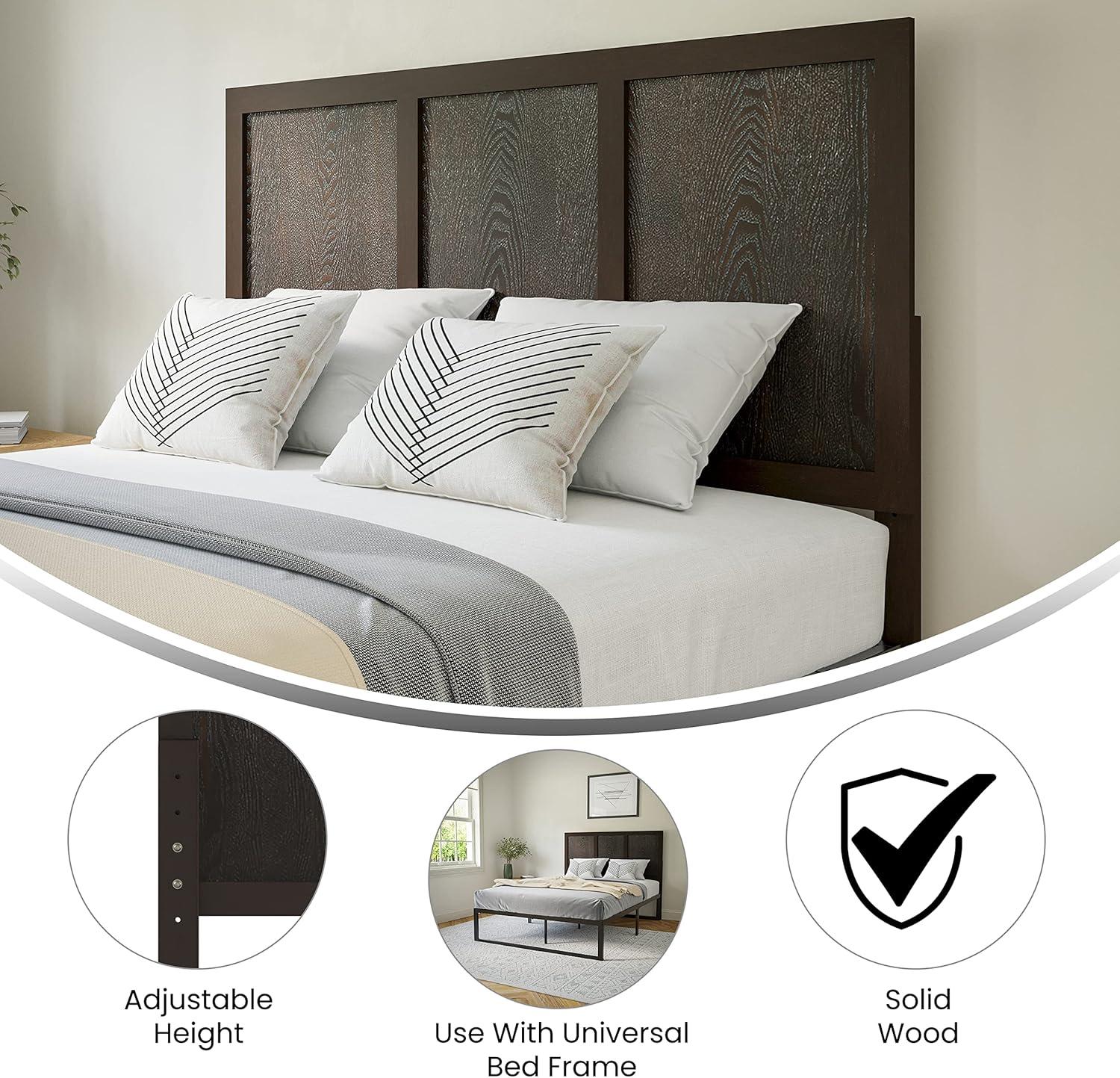 imageFlash Furniture Oliver King Size Wooden Headboard Only Four Panel Headboard in WhiteDark Brown