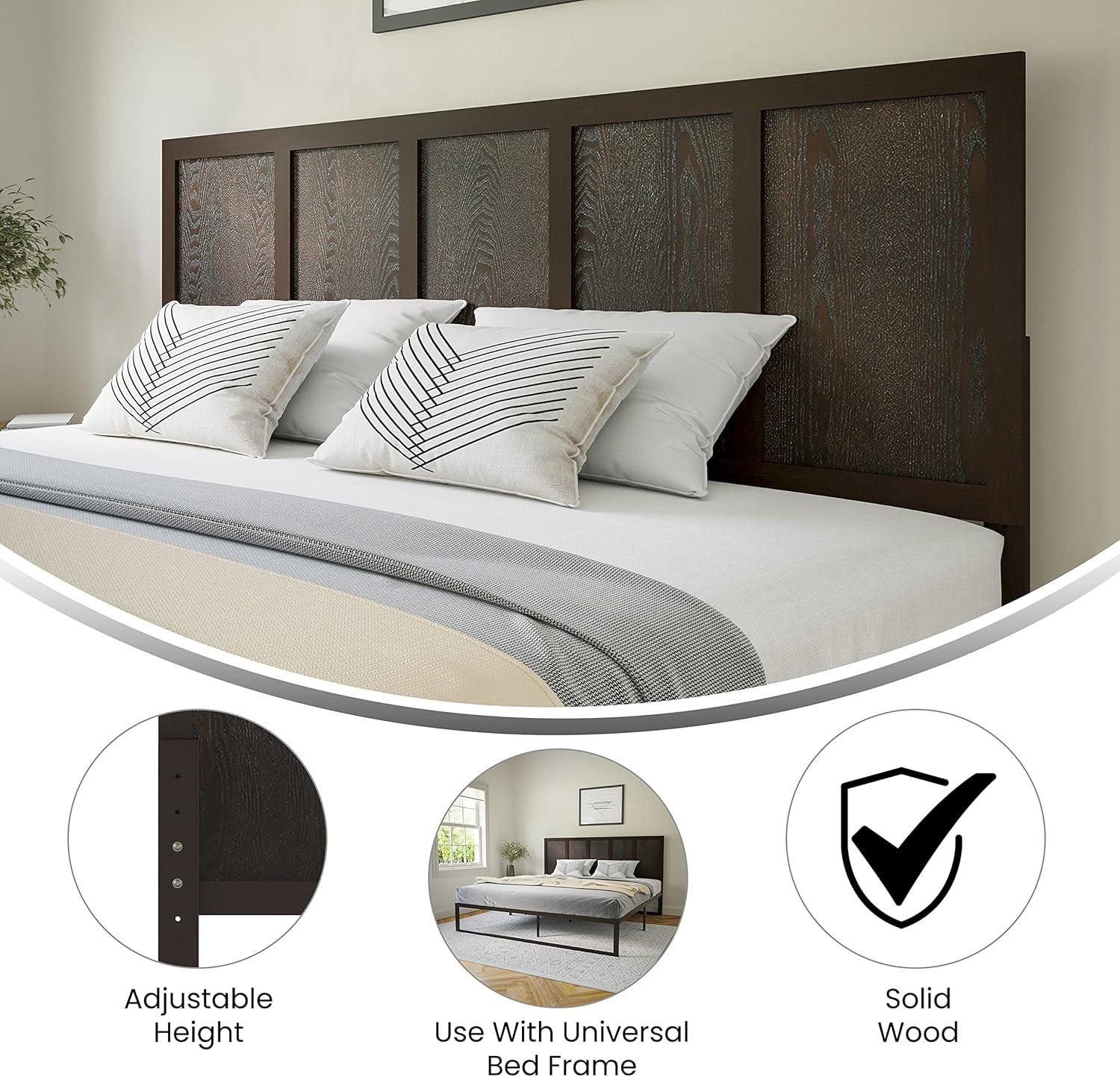 imageFlash Furniture Oliver King Size Wooden Headboard Only Four Panel Headboard in WhiteDark Brown