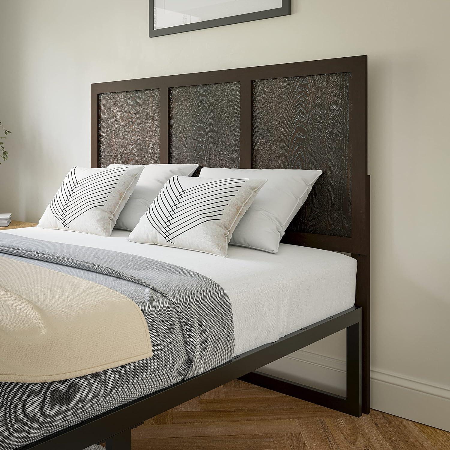 imageFlash Furniture Oliver King Size Wooden Headboard Only Four Panel Headboard in WhiteDark Brown