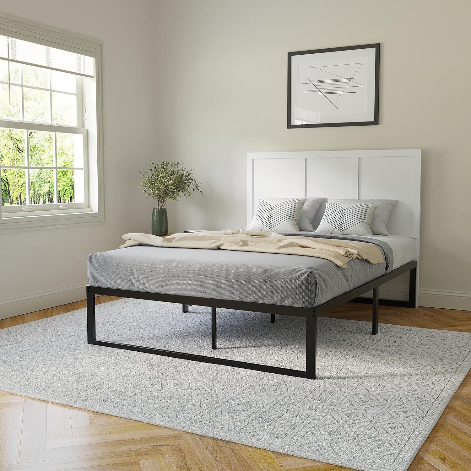 imageFlash Furniture Oliver King Size Wooden Headboard Only Four Panel Headboard in WhiteWhite