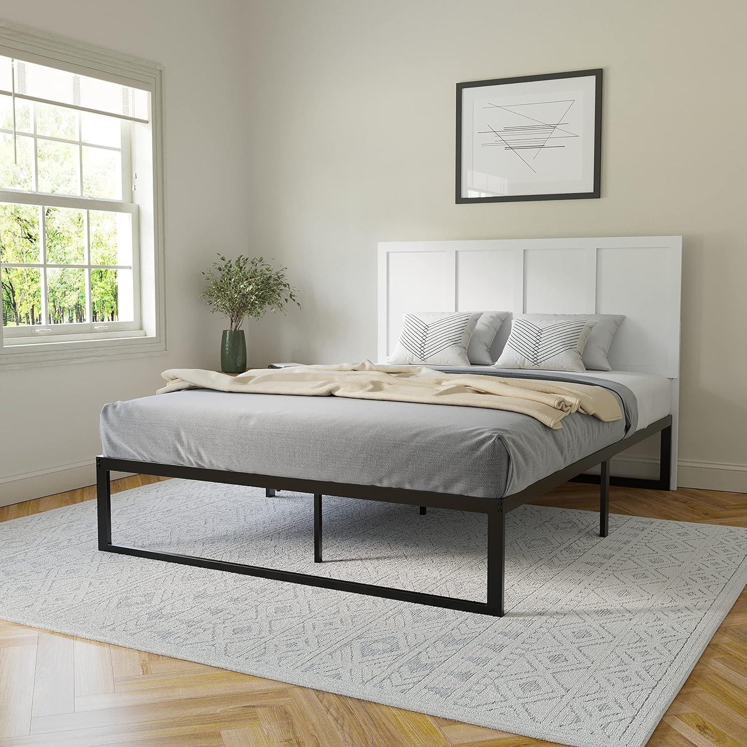 imageFlash Furniture Oliver King Size Wooden Headboard Only Four Panel Headboard in WhiteWhite