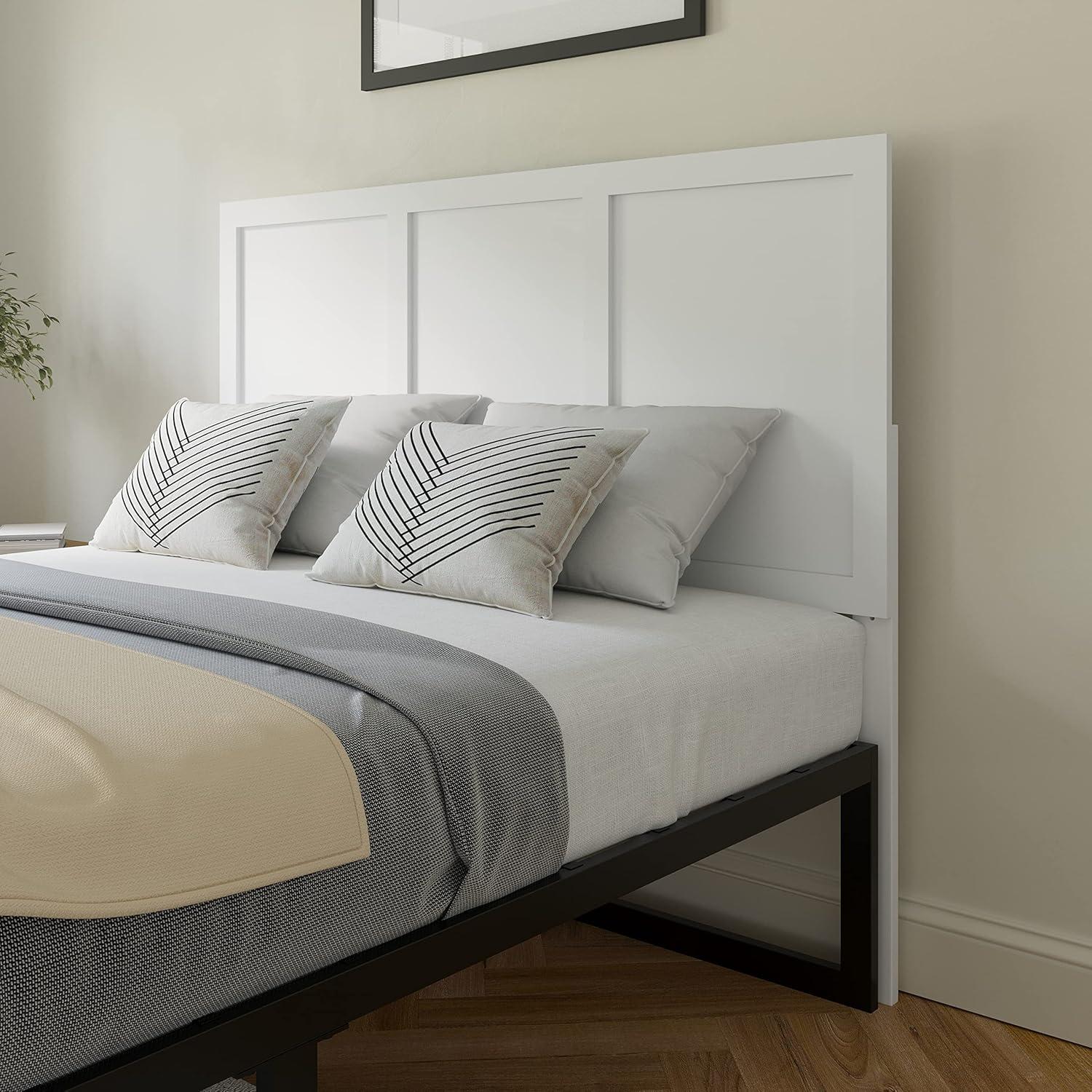 imageFlash Furniture Oliver King Size Wooden Headboard Only Four Panel Headboard in WhiteWhite