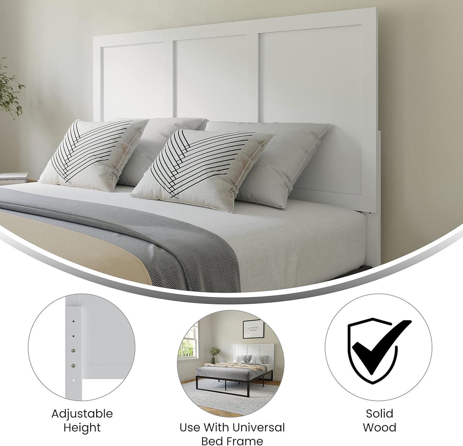 imageFlash Furniture Oliver King Size Wooden Headboard Only Four Panel Headboard in WhiteWhite