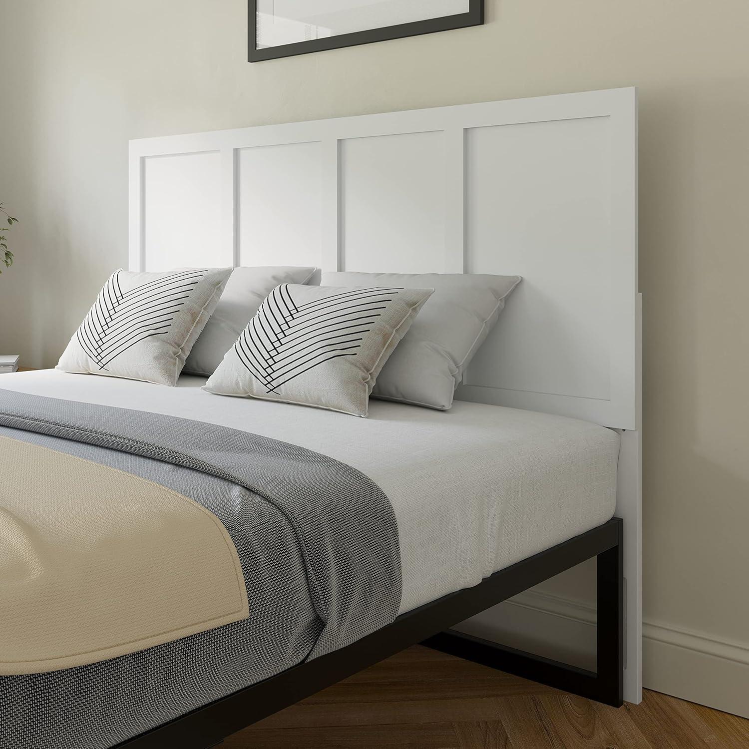 imageFlash Furniture Oliver King Size Wooden Headboard Only Four Panel Headboard in WhiteWhite