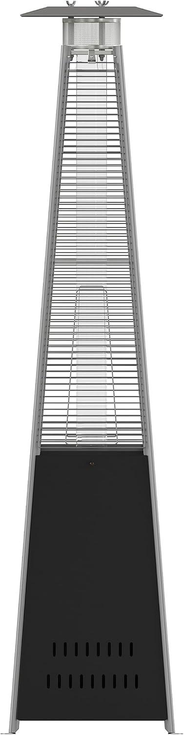 imageFlash Furniture Outdoor Patio Heater with Wheels Silver 42000 BTU 75 Feet Tall Stainless Steel For Residential and Commercial UseBlack