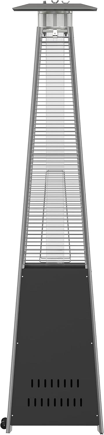 imageFlash Furniture Outdoor Patio Heater with Wheels Silver 42000 BTU 75 Feet Tall Stainless Steel For Residential and Commercial UseBlack