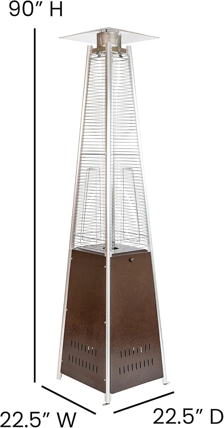 imageFlash Furniture Outdoor Patio Heater with Wheels Silver 42000 BTU 75 Feet Tall Stainless Steel For Residential and Commercial UseBronze