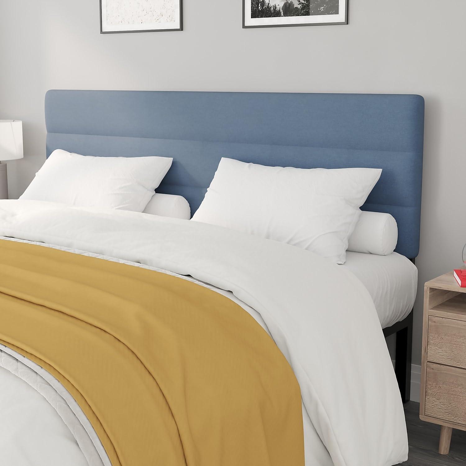 imageFlash Furniture Paxton Upholstered Headboard Channel Stitched Gray Fabric Upholstery King Adjustable Height from 445quot to 5725quot From FloorBlue