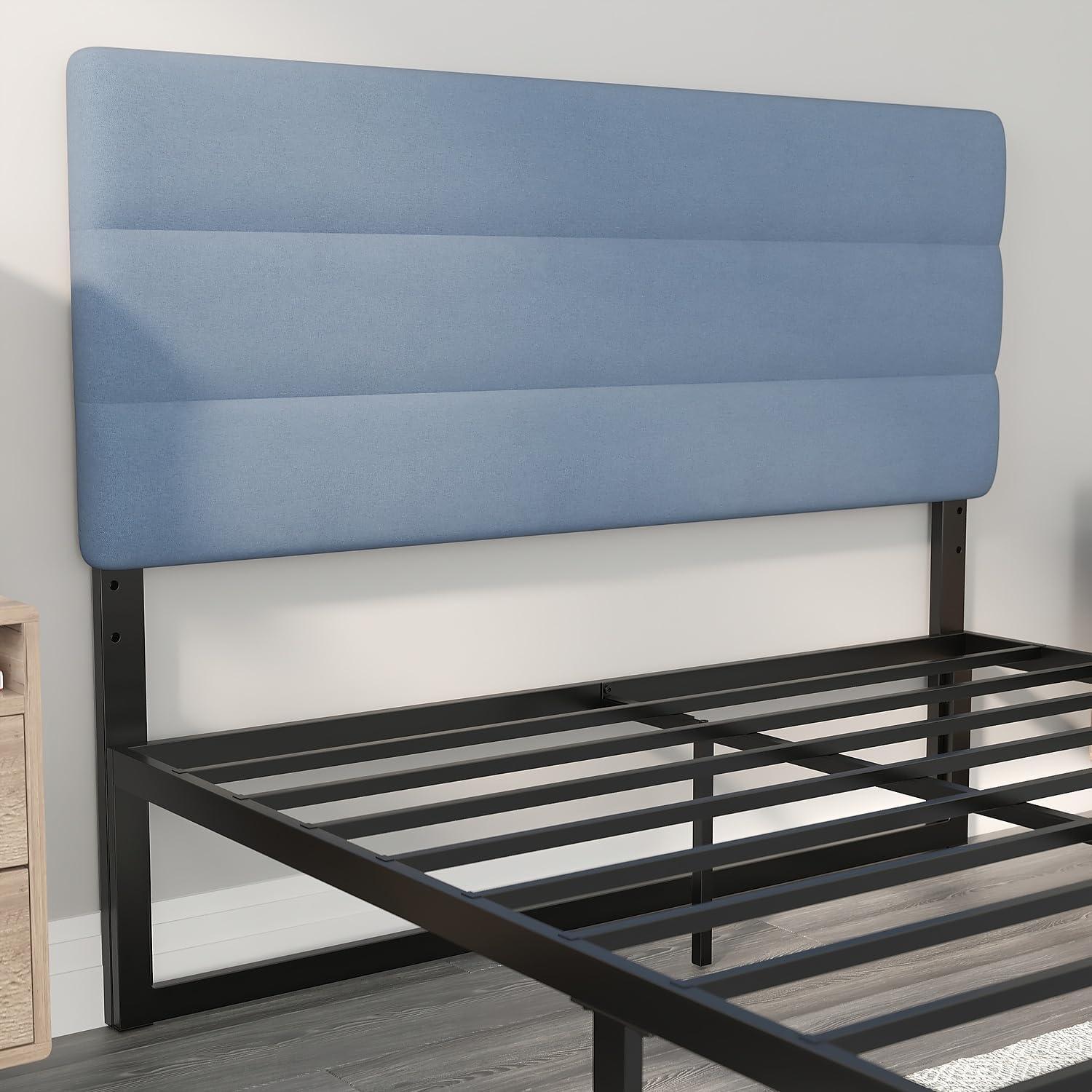 imageFlash Furniture Paxton Upholstered Headboard Channel Stitched Gray Fabric Upholstery King Adjustable Height from 445quot to 5725quot From FloorBlue
