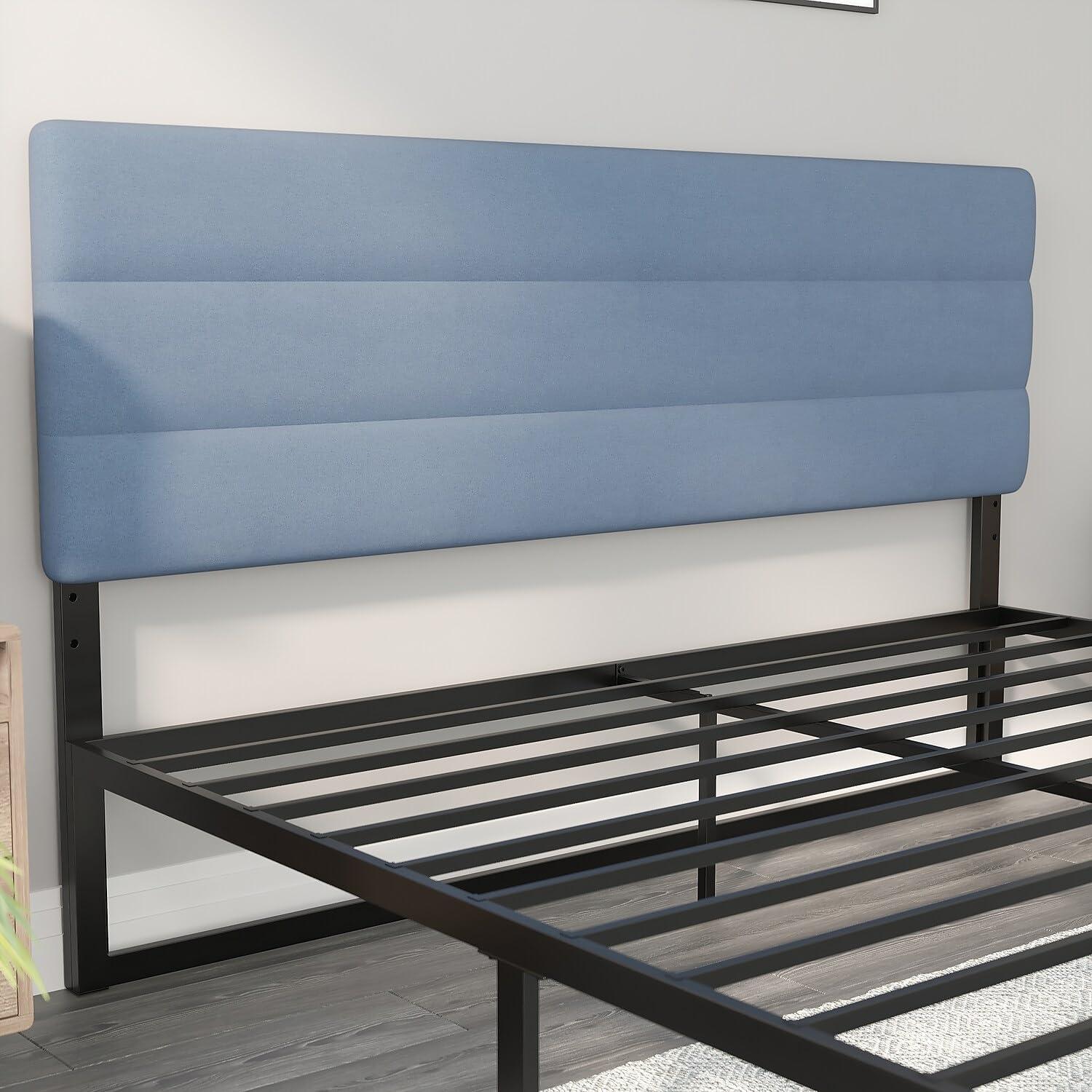 imageFlash Furniture Paxton Upholstered Headboard Channel Stitched Gray Fabric Upholstery King Adjustable Height from 445quot to 5725quot From FloorBlue
