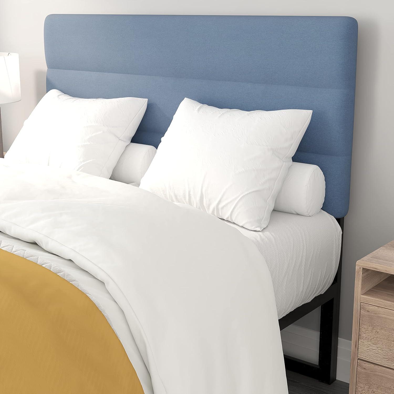 imageFlash Furniture Paxton Upholstered Headboard Channel Stitched Gray Fabric Upholstery King Adjustable Height from 445quot to 5725quot From FloorBlue