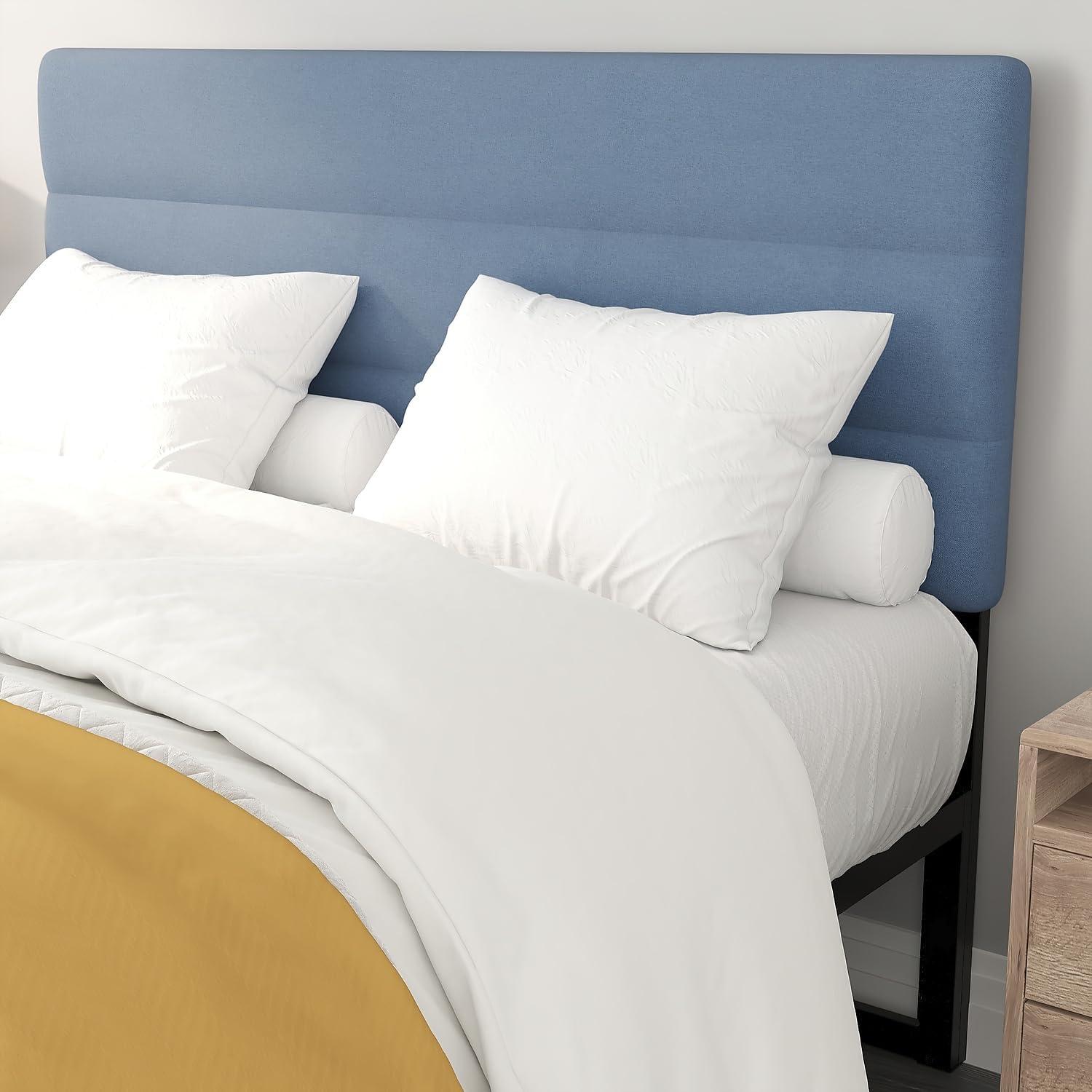 imageFlash Furniture Paxton Upholstered Headboard Channel Stitched Gray Fabric Upholstery King Adjustable Height from 445quot to 5725quot From FloorBlue