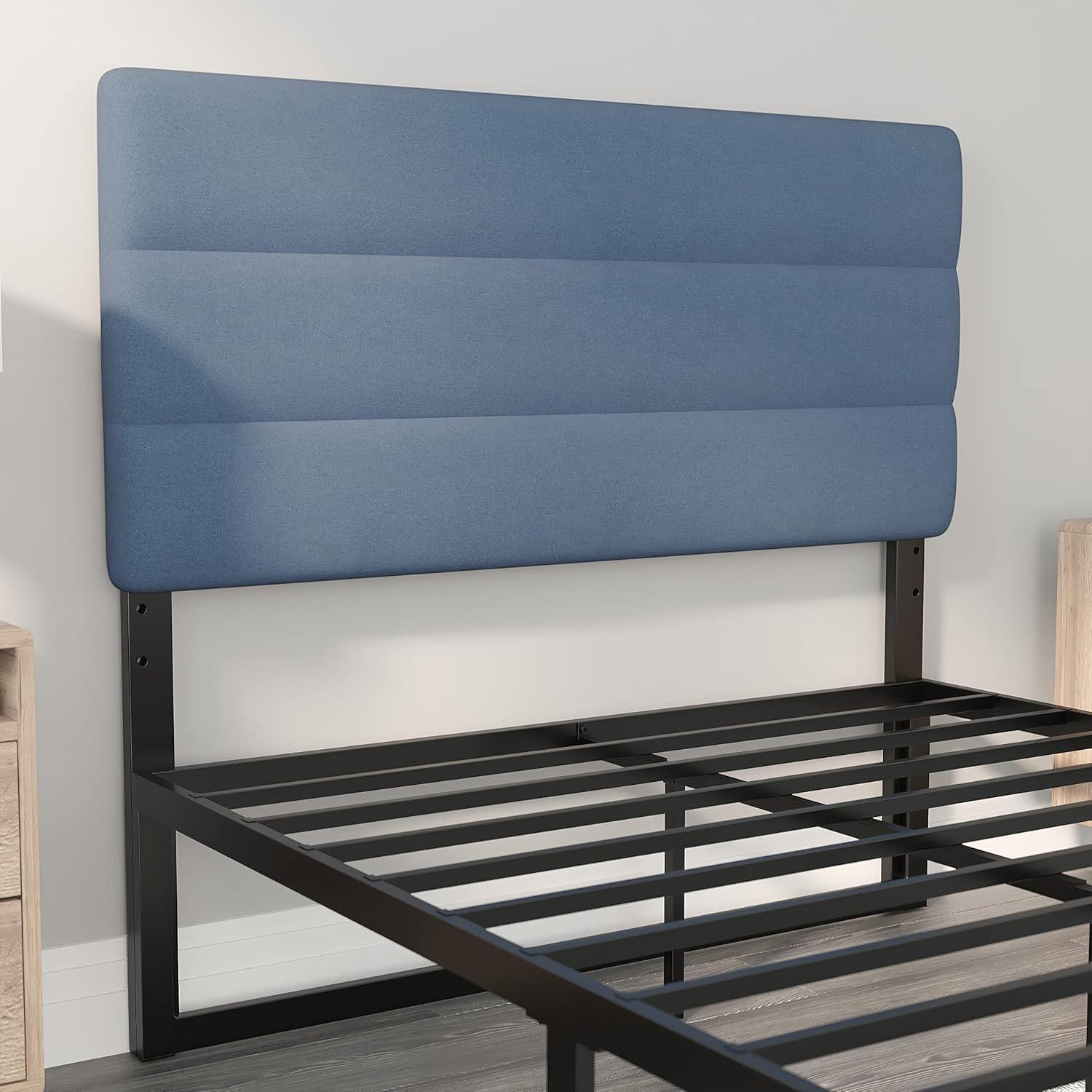 imageFlash Furniture Paxton Upholstered Headboard Channel Stitched Gray Fabric Upholstery King Adjustable Height from 445quot to 5725quot From FloorBlue