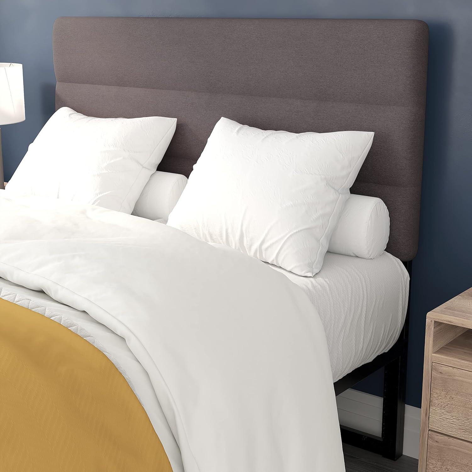 imageFlash Furniture Paxton Upholstered Headboard Channel Stitched Gray Fabric Upholstery King Adjustable Height from 445quot to 5725quot From FloorGray