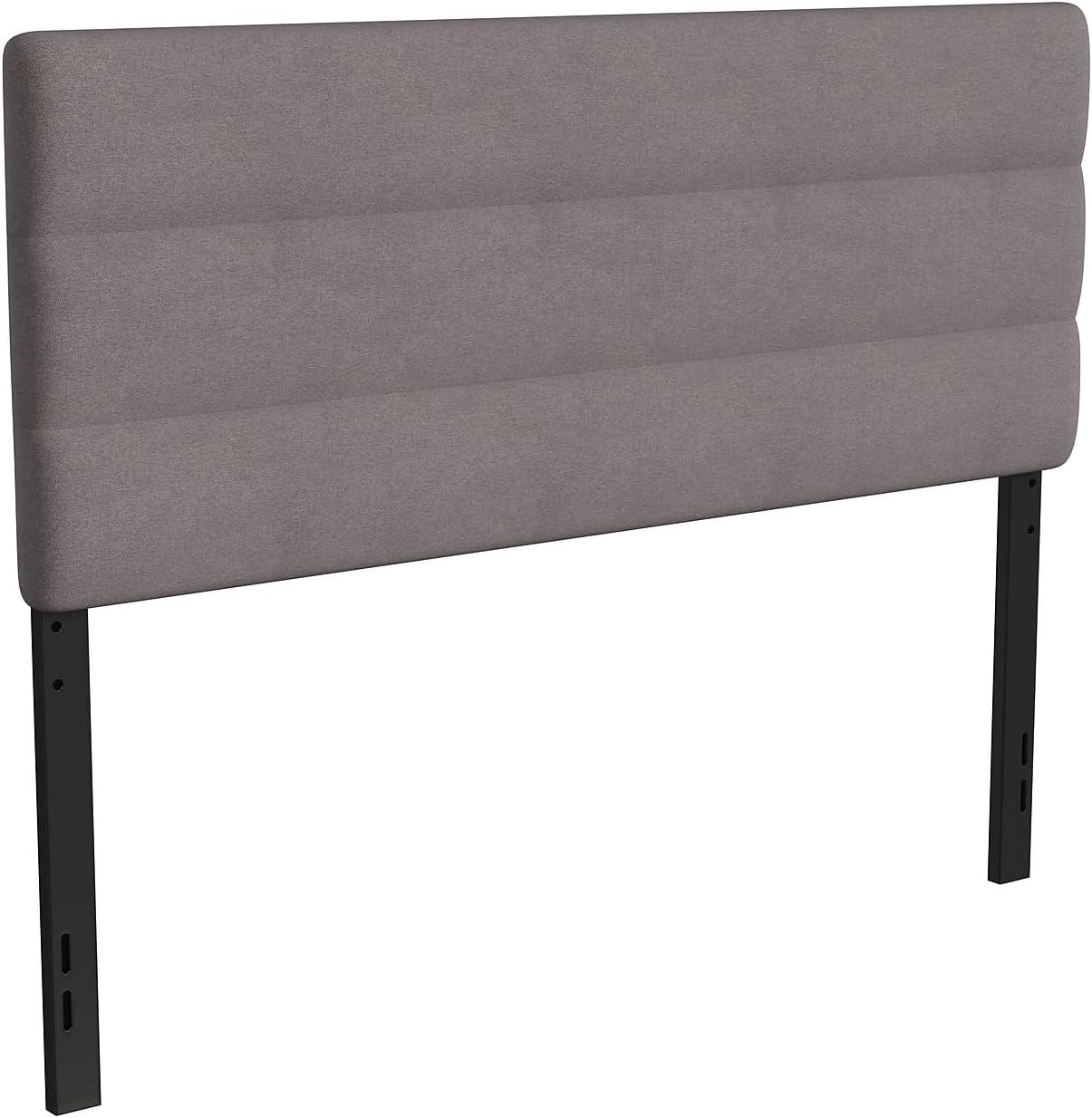 imageFlash Furniture Paxton Upholstered Headboard Channel Stitched Gray Fabric Upholstery King Adjustable Height from 445quot to 5725quot From FloorGray