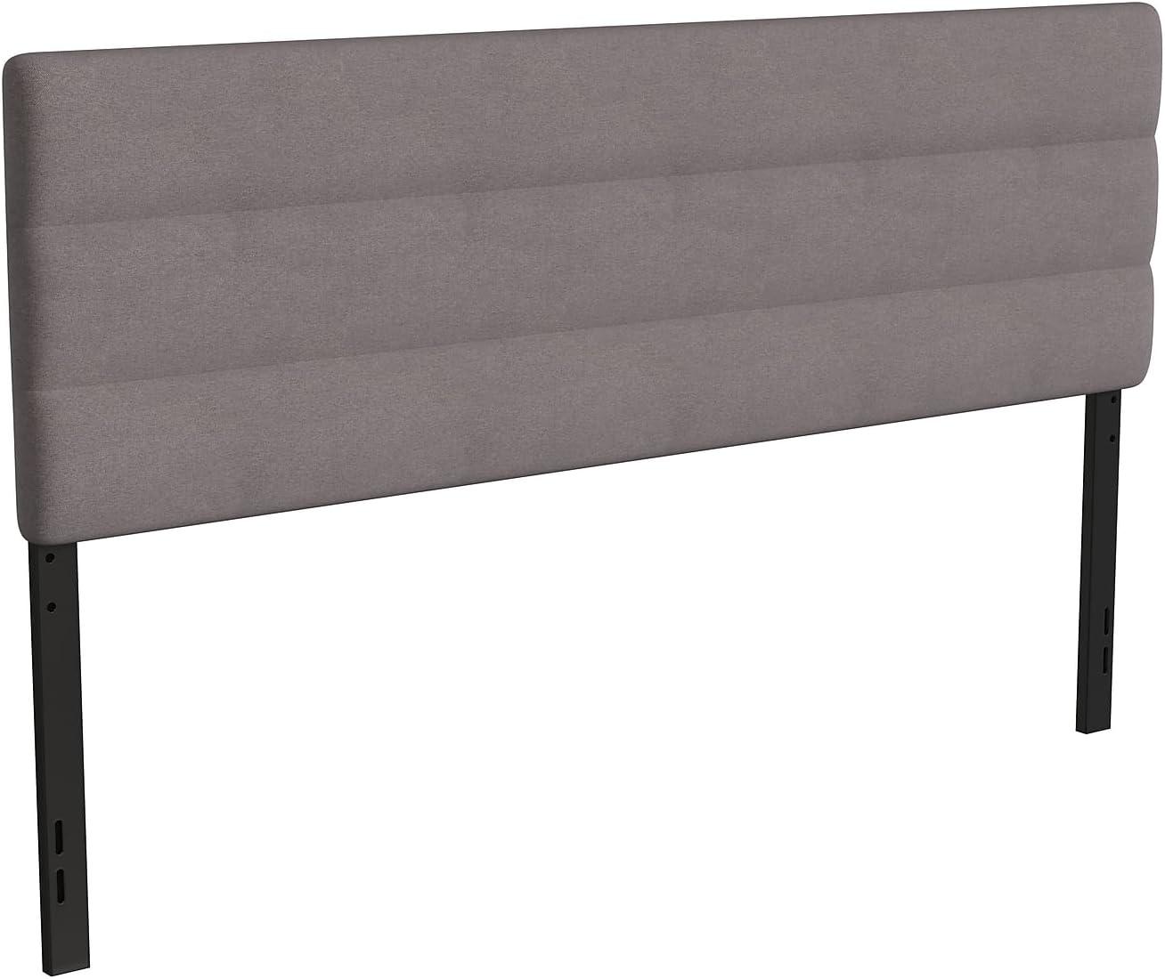 imageFlash Furniture Paxton Upholstered Headboard Channel Stitched Gray Fabric Upholstery King Adjustable Height from 445quot to 5725quot From FloorGray