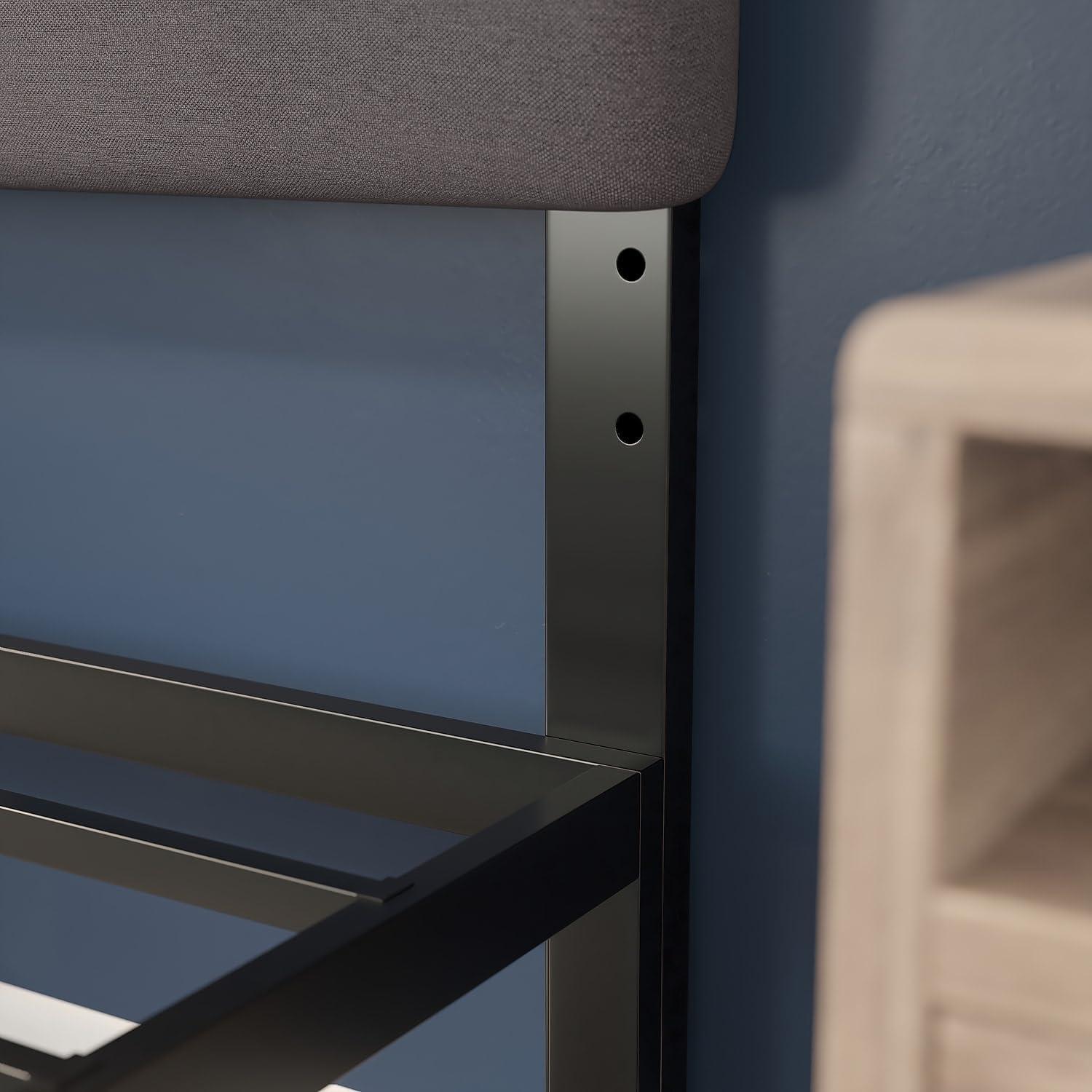 imageFlash Furniture Paxton Upholstered Headboard Channel Stitched Gray Fabric Upholstery King Adjustable Height from 445quot to 5725quot From FloorGray