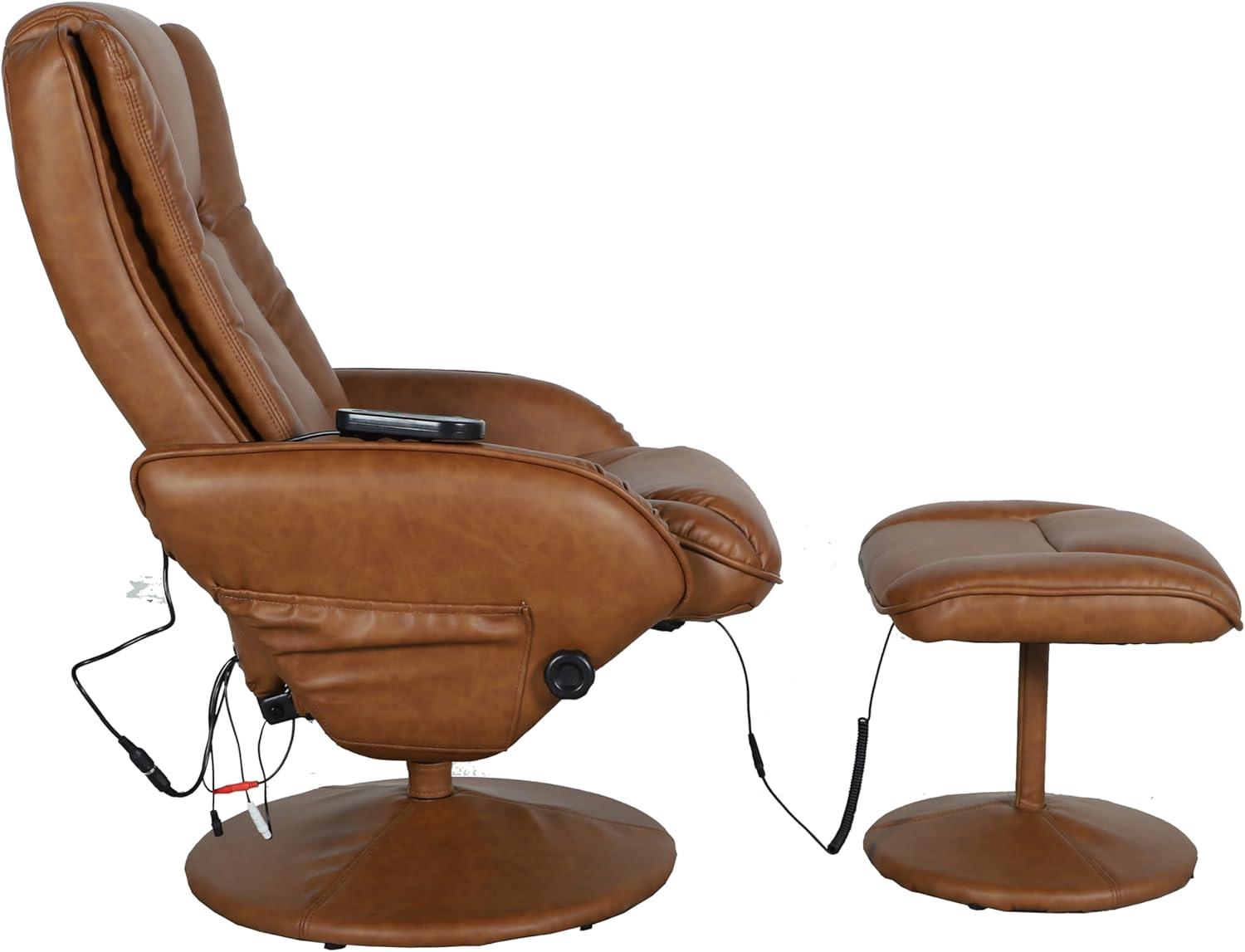 imageFlash Furniture Poppy Massaging MultiPosition Plush Recliner with Side Pocket and Ottoman in Black LeatherSoftBrown