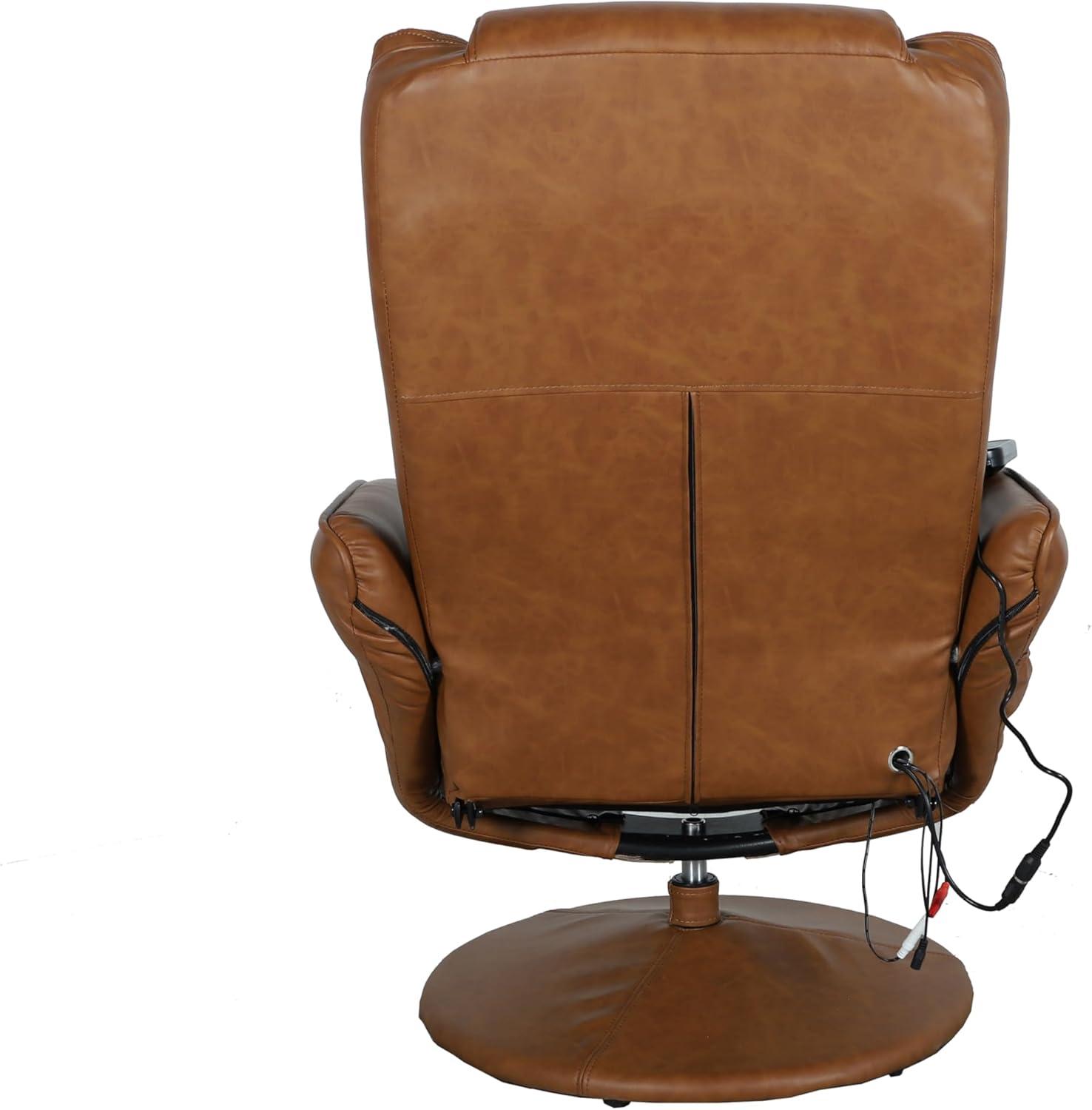 imageFlash Furniture Poppy Massaging MultiPosition Plush Recliner with Side Pocket and Ottoman in Black LeatherSoftBrown