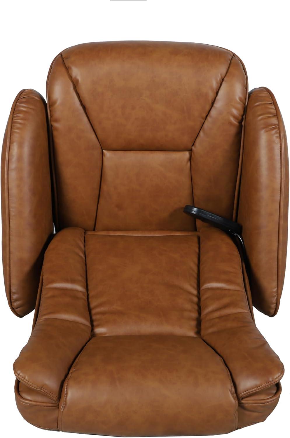 imageFlash Furniture Poppy Massaging MultiPosition Plush Recliner with Side Pocket and Ottoman in Black LeatherSoftBrown