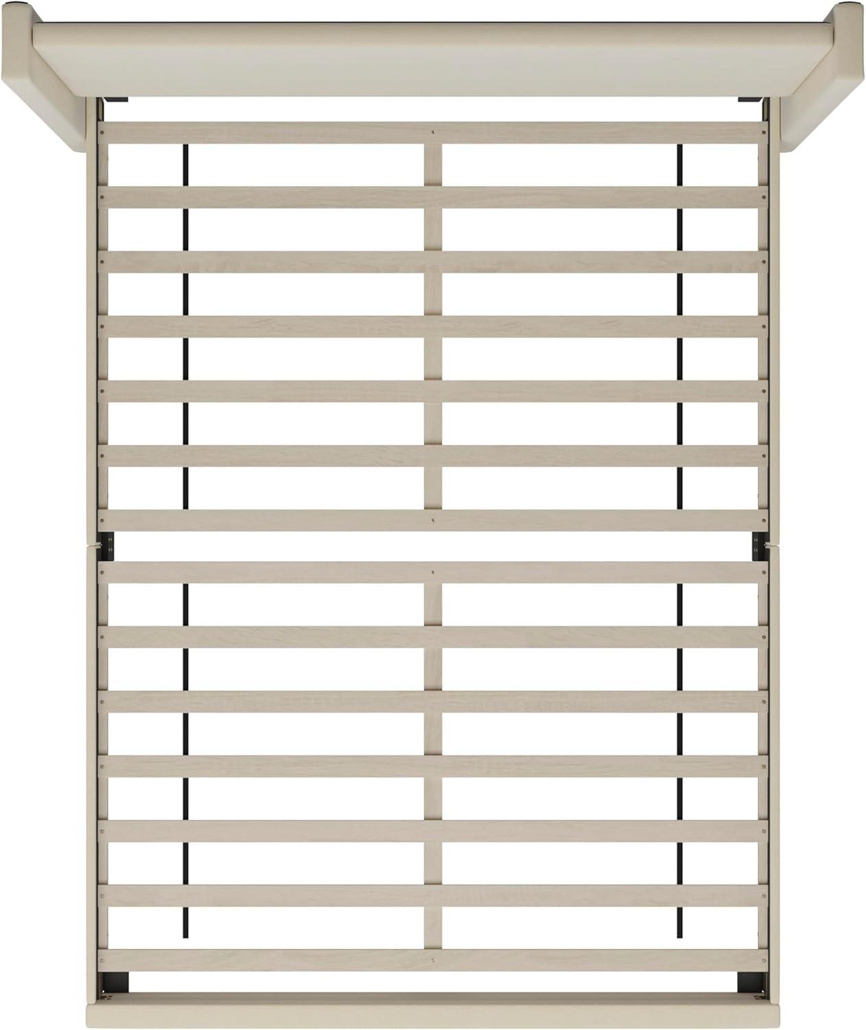 imageFlash Furniture Quinn Upholstered Platform Bed Beige Channel Stitched Wingback Headboard King Mattress Foundation with Slatted Supports No Box Spring NeededBeige