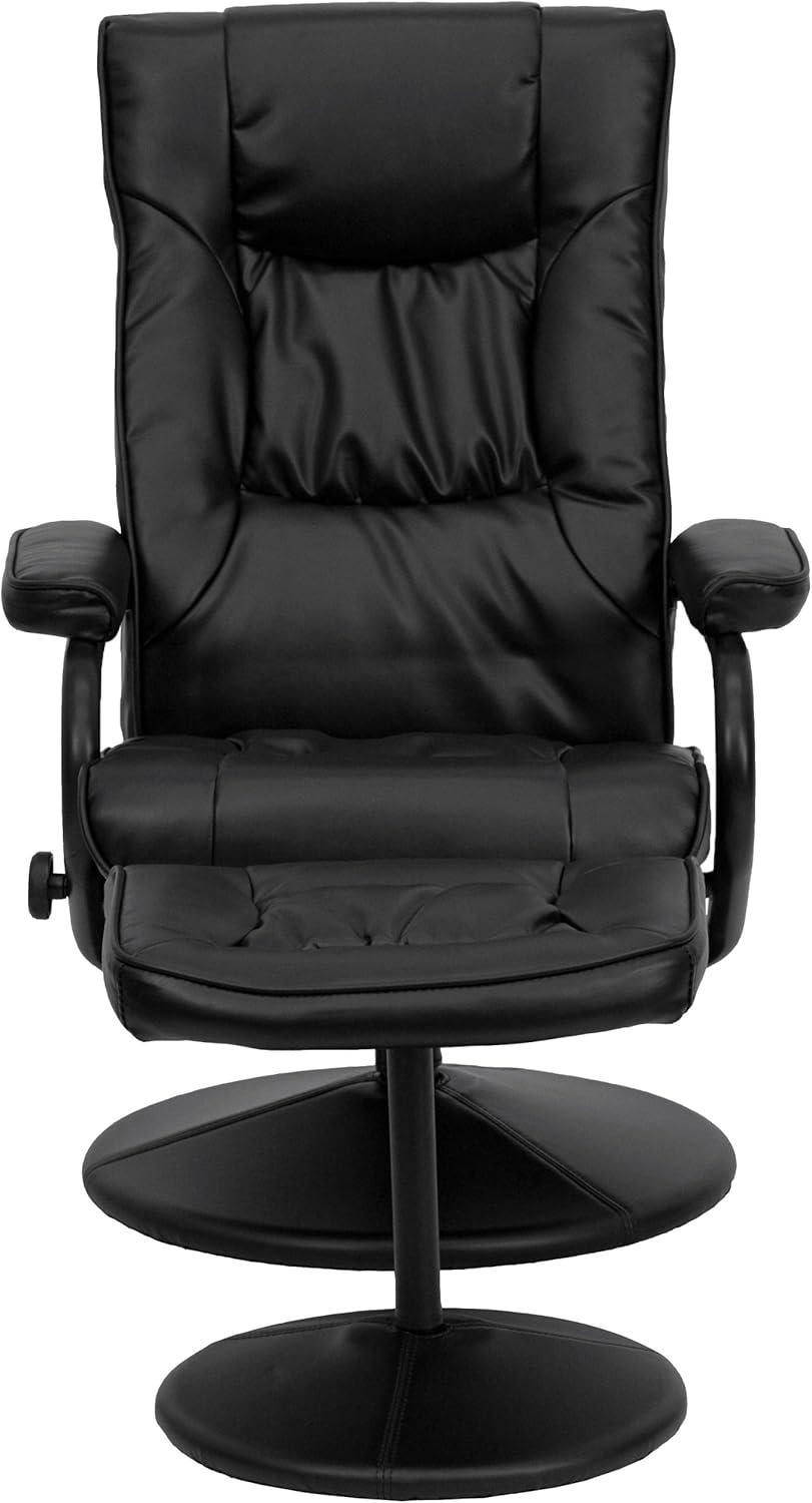 imageFlash Furniture Rachel Contemporary MultiPosition LeatherSoft Recliner Chair with Ottoman 360Degree Swivel Recliner Chair and Ottoman Set BlackBlack