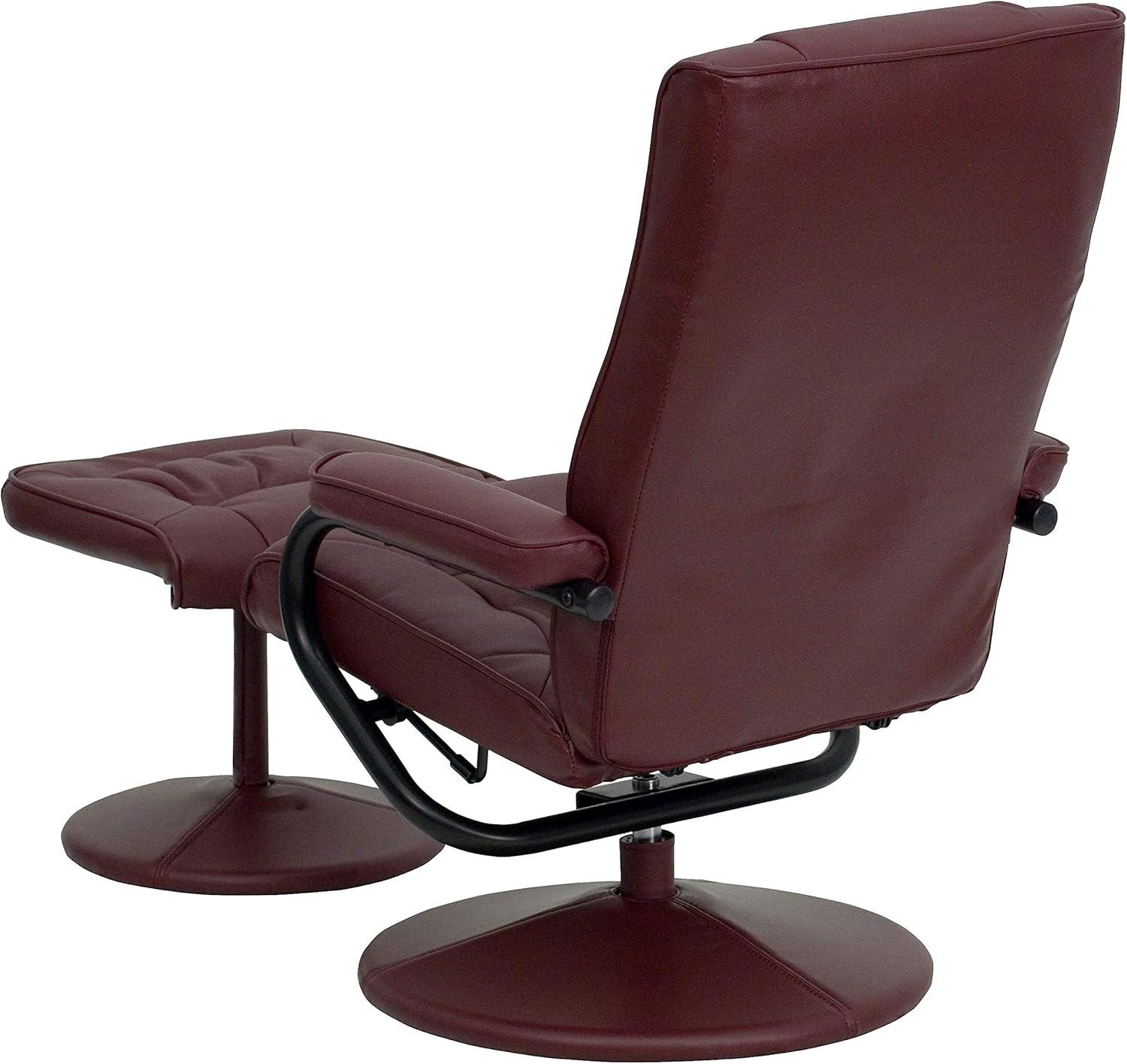 imageFlash Furniture Rachel Contemporary MultiPosition LeatherSoft Recliner Chair with Ottoman 360Degree Swivel Recliner Chair and Ottoman Set BlackBurgundy