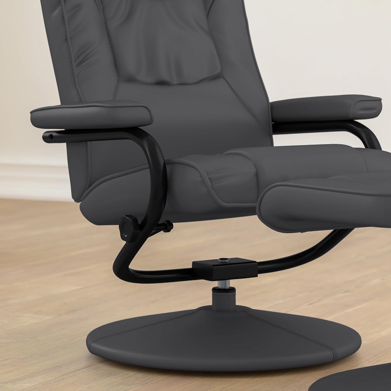 imageFlash Furniture Rachel Contemporary MultiPosition LeatherSoft Recliner Chair with Ottoman 360Degree Swivel Recliner Chair and Ottoman Set BlackGrey