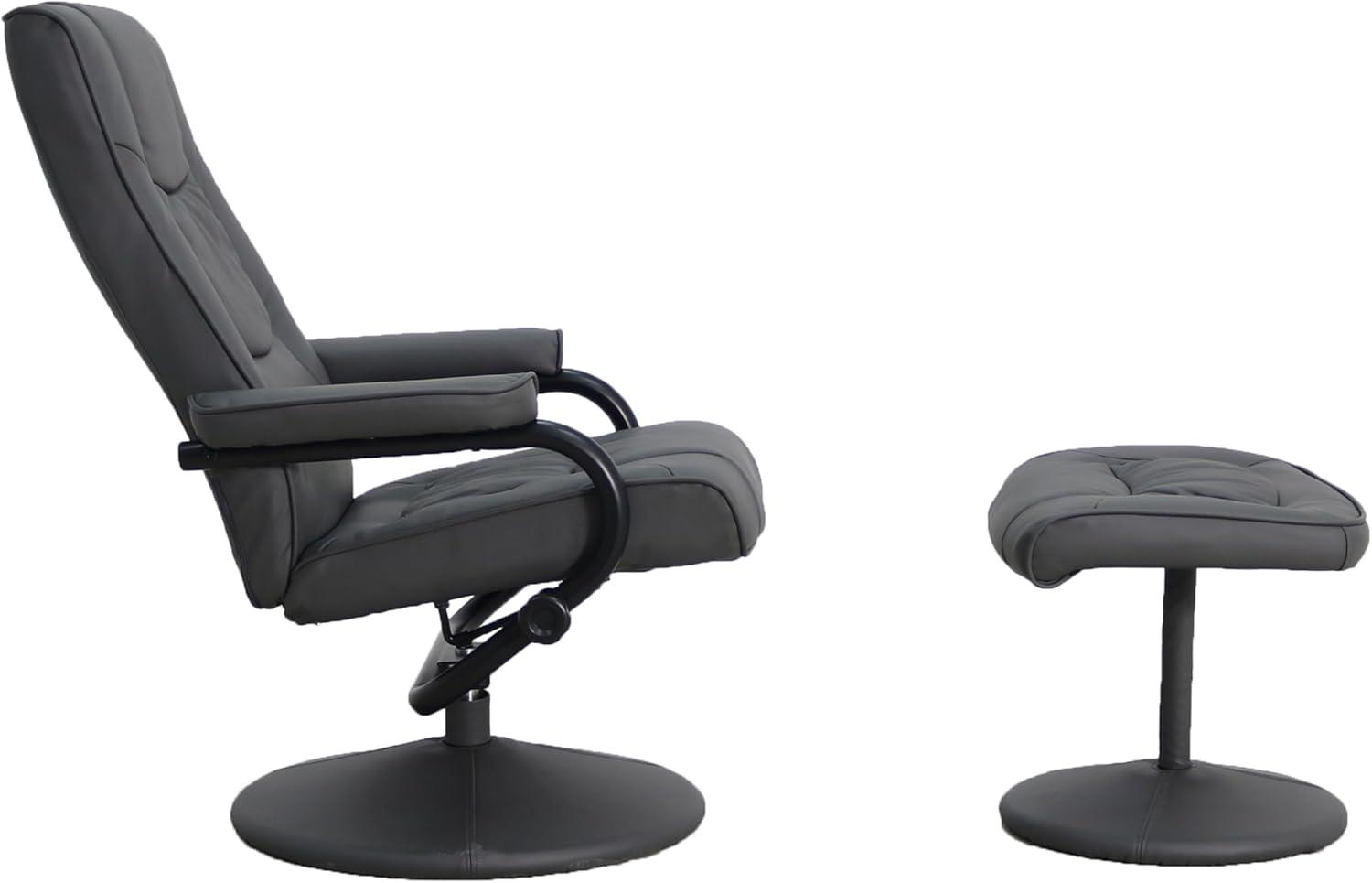 imageFlash Furniture Rachel Contemporary MultiPosition LeatherSoft Recliner Chair with Ottoman 360Degree Swivel Recliner Chair and Ottoman Set BlackGrey