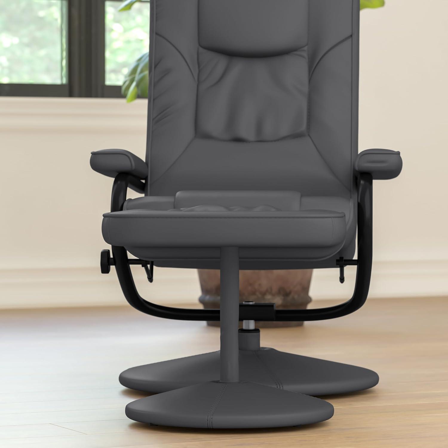 imageFlash Furniture Rachel Contemporary MultiPosition LeatherSoft Recliner Chair with Ottoman 360Degree Swivel Recliner Chair and Ottoman Set BlackGrey
