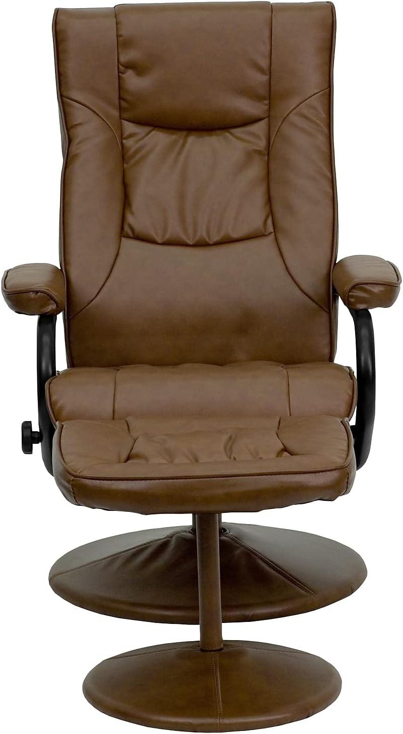 imageFlash Furniture Rachel Contemporary MultiPosition LeatherSoft Recliner Chair with Ottoman 360Degree Swivel Recliner Chair and Ottoman Set BlackPalimino