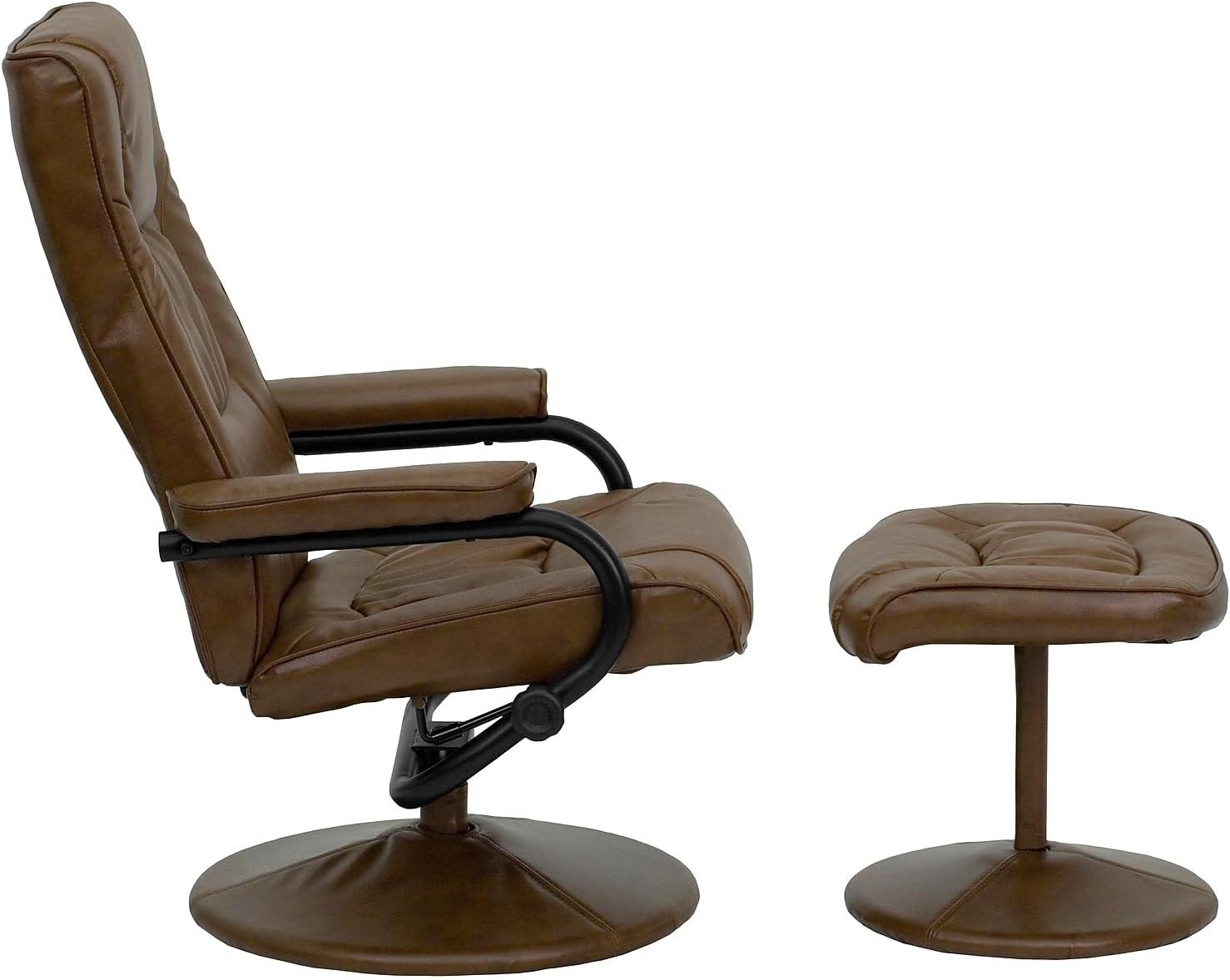 imageFlash Furniture Rachel Contemporary MultiPosition LeatherSoft Recliner Chair with Ottoman 360Degree Swivel Recliner Chair and Ottoman Set BlackPalimino