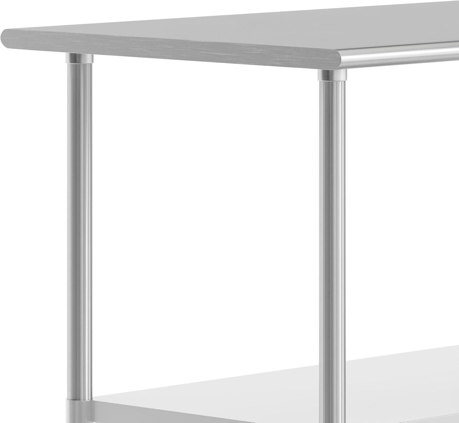 imageFlash Furniture Reader Stainless Steel 18 Gauge Prep and Work Table with 15quot Backsplash and Undershelf NSF Certified 72quotW x 30quotD x 36quotH24 x 72 without Backsplash