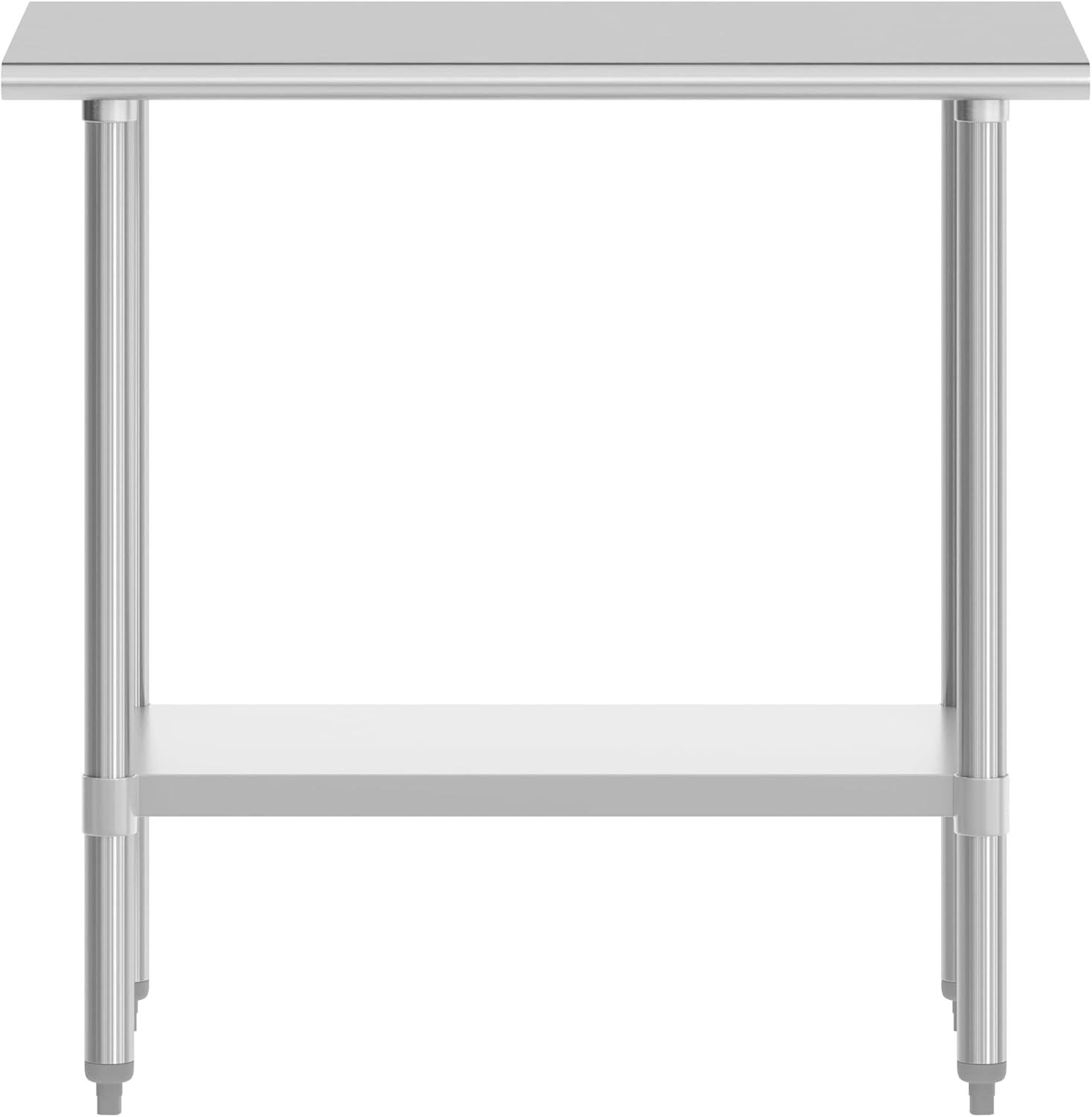 imageFlash Furniture Reader Stainless Steel 18 Gauge Prep and Work Table with 15quot Backsplash and Undershelf NSF Certified 72quotW x 30quotD x 36quotH24 x 36 without Backsplash